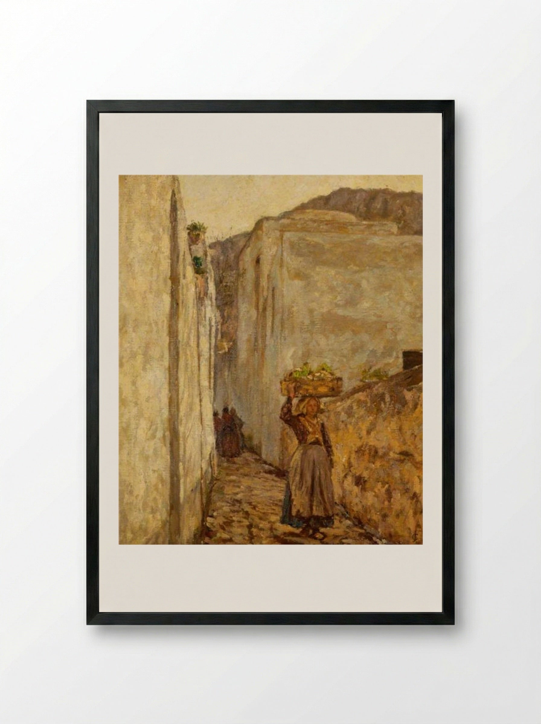 Through the Village - James Charles - Framed Print Black