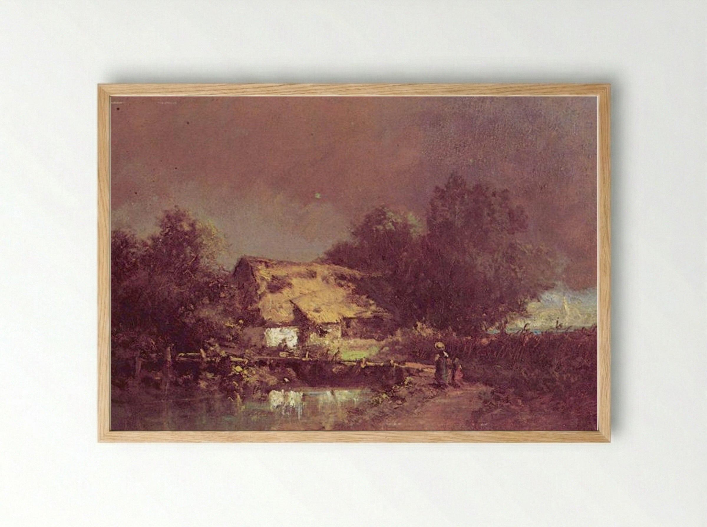 Thunderstorm - Carl Spitzweg - Framed Print Wood