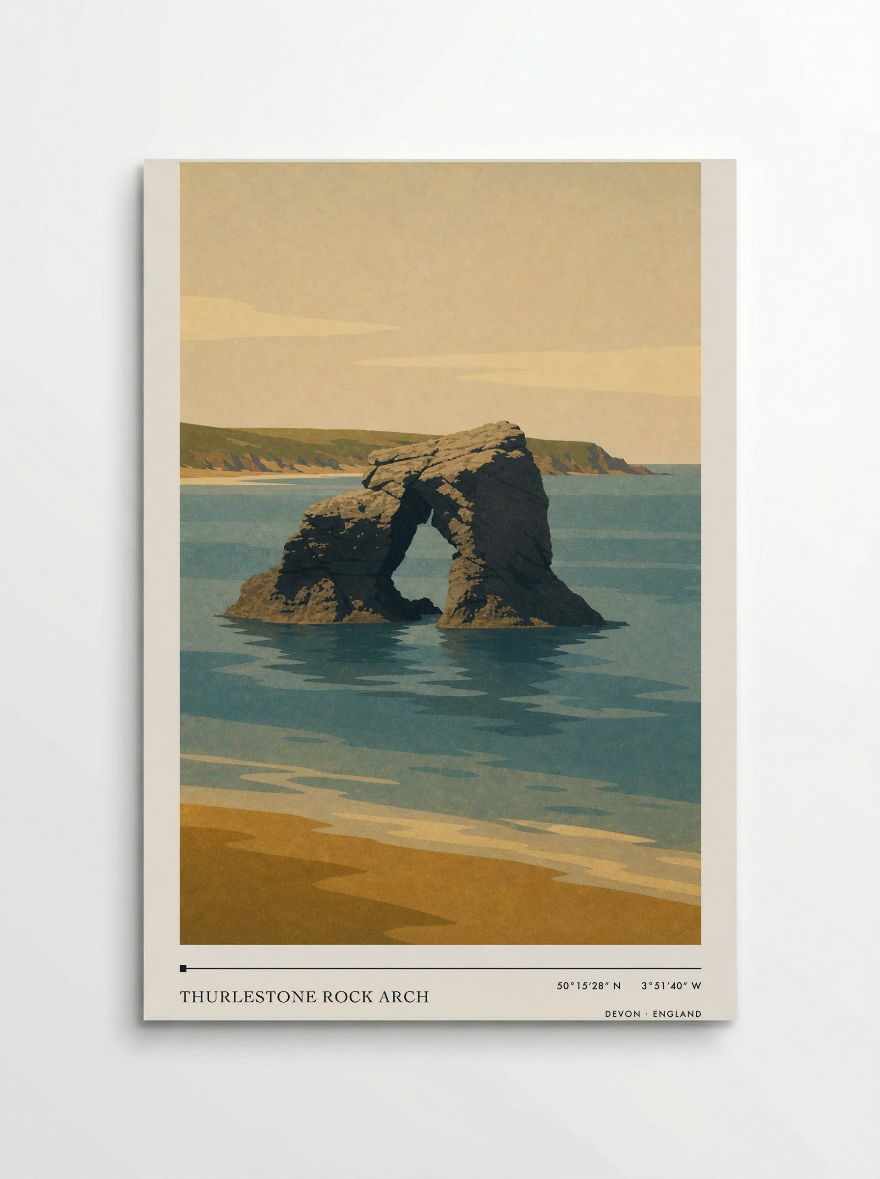 Thurlestone Rock Arch Devon England Travel Poster - Poster
