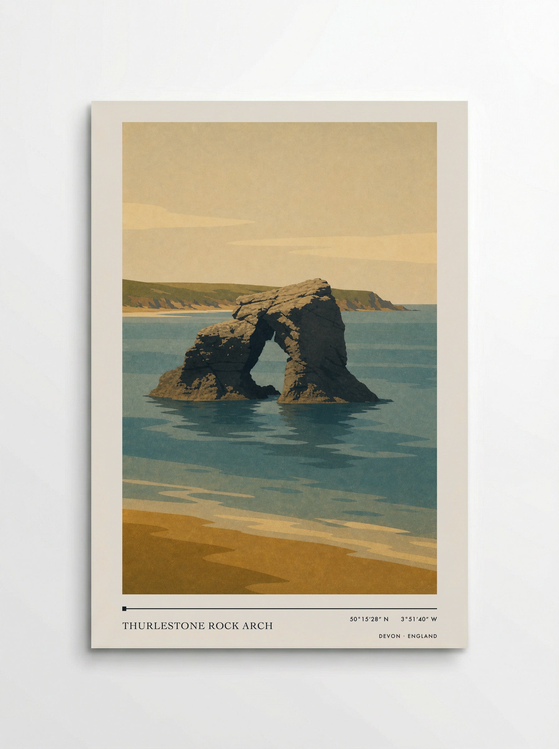 Thurlestone Rock Arch Devon England Travel Poster - Poster