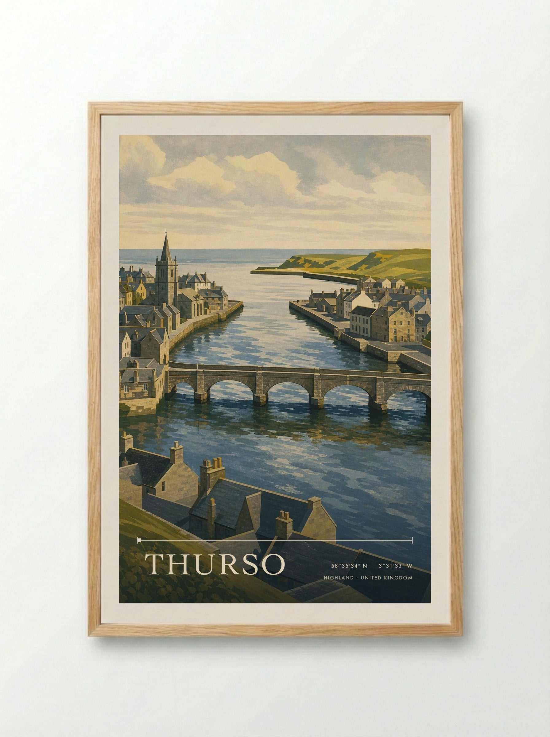 Thurso Highland United Kingdom Travel Poster - Framed Print Wood