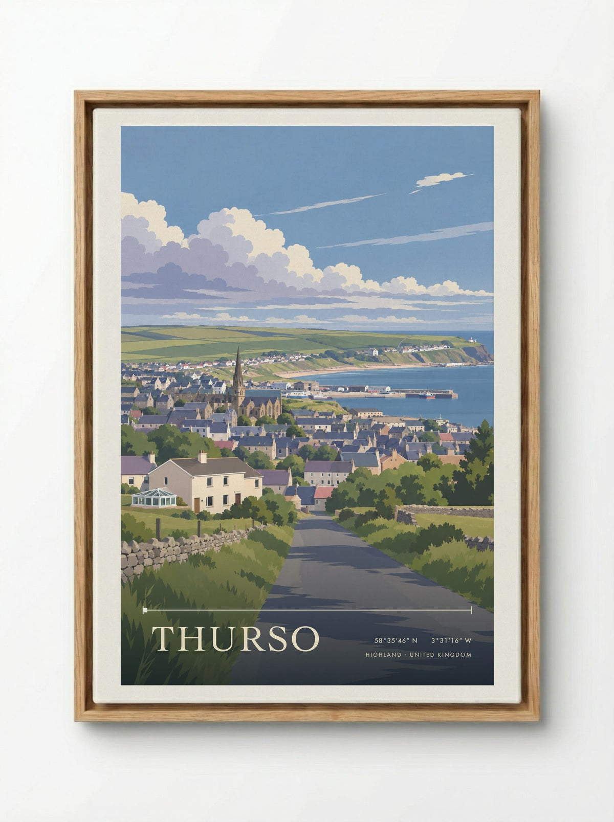 Thurso, Highland | Travel Poster - Framed Canvas Wood