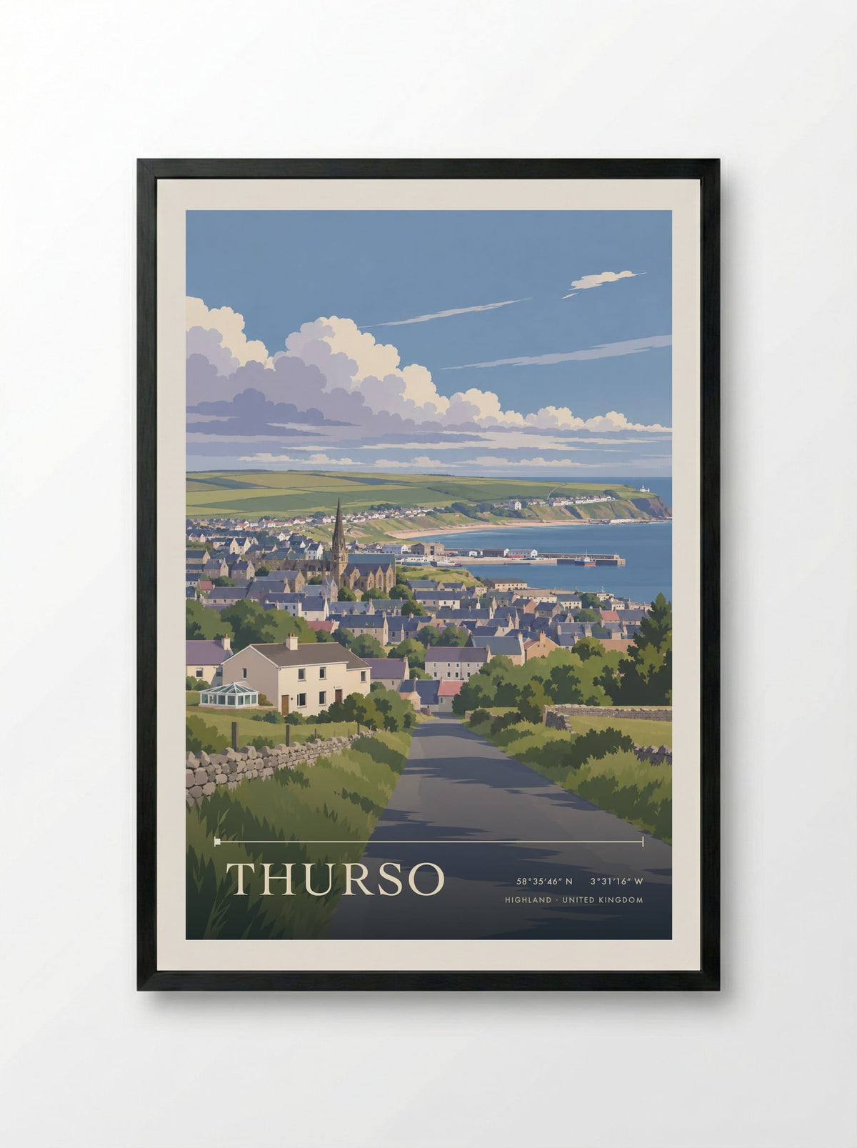Thurso, Highland | Travel Poster - Framed Print Black