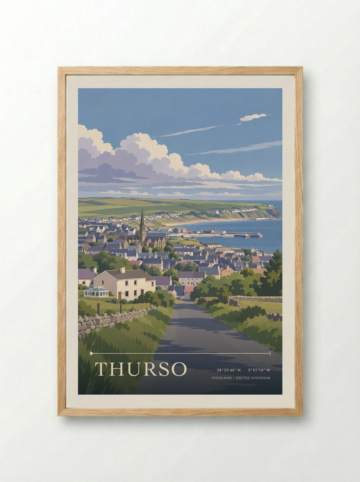 Thurso, Highland | Travel Poster - Framed Print Wood