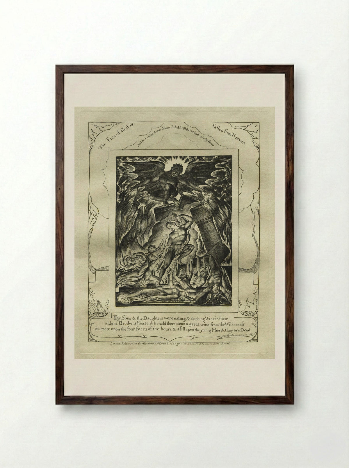 Thy Sons and Daughters Were Eating and Drinking Wine (The Book of Job) - William Blake - Framed Print Dark Wood