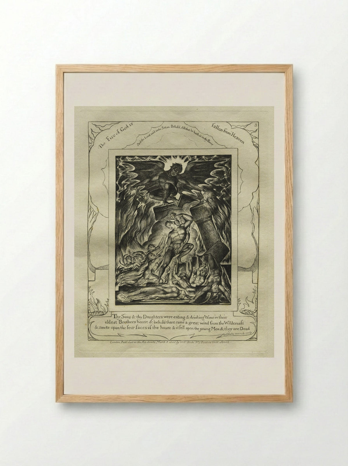 Thy Sons and Daughters Were Eating and Drinking Wine (The Book of Job) - William Blake - Framed Print Wood