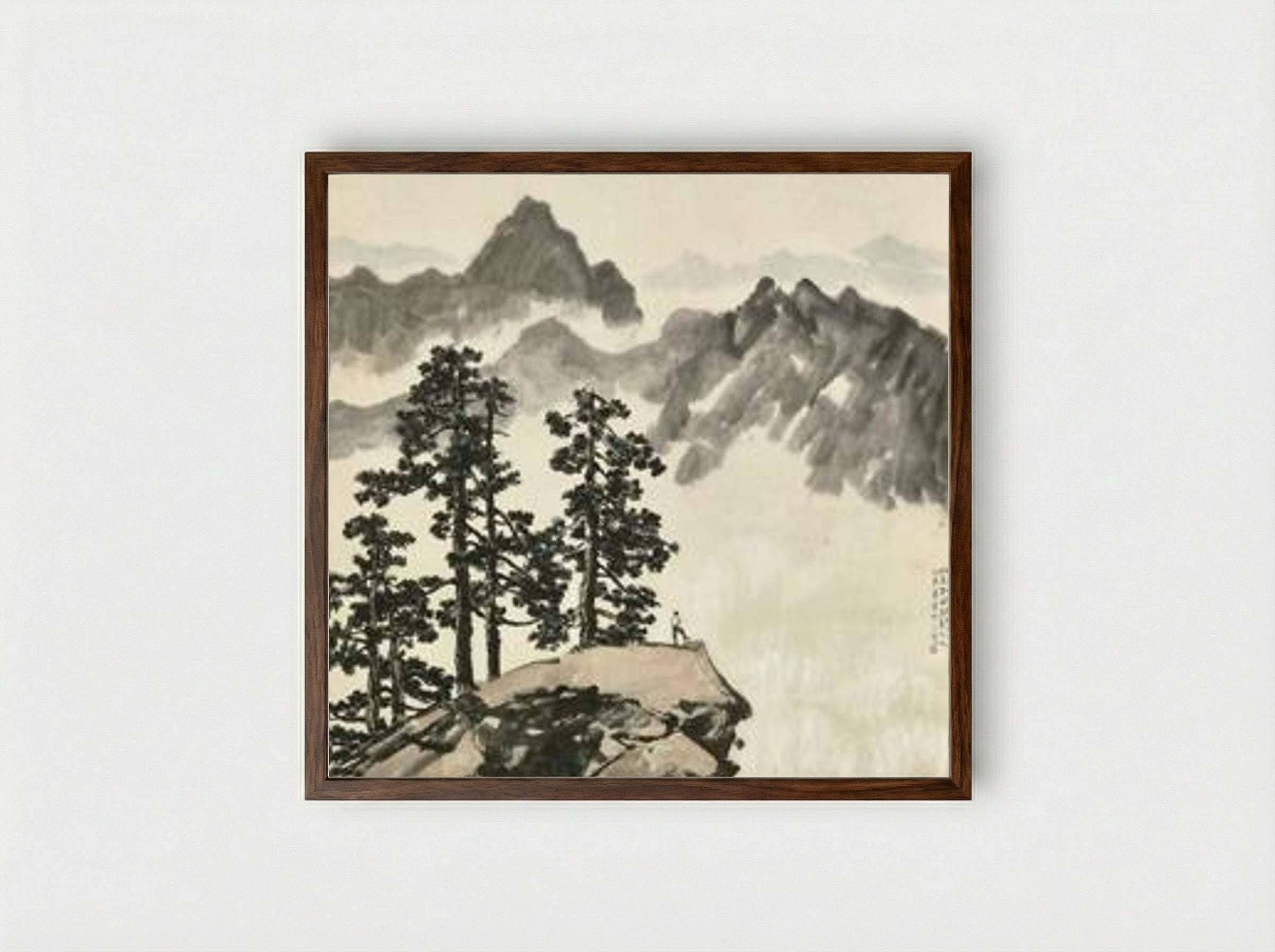 Tianmu Mountains - Xu Beihong - Framed Print Dark Wood