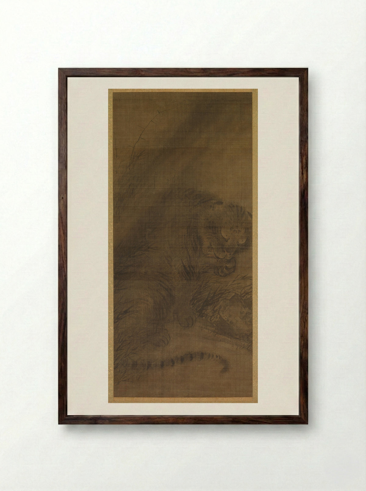 Tiger - Fachang Muqi - Framed Print Dark Wood