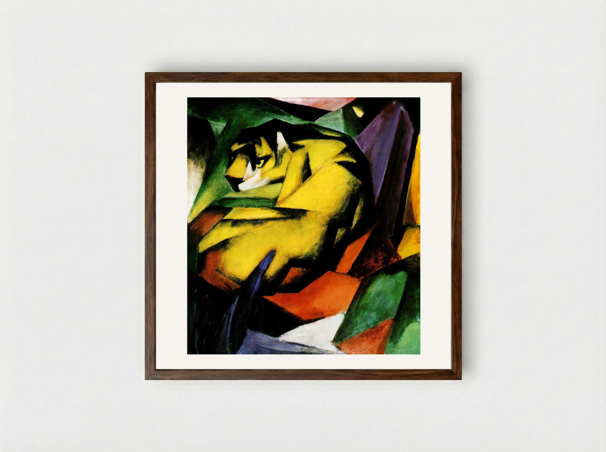 Tiger - Franz Marc - Framed Print Dark Wood