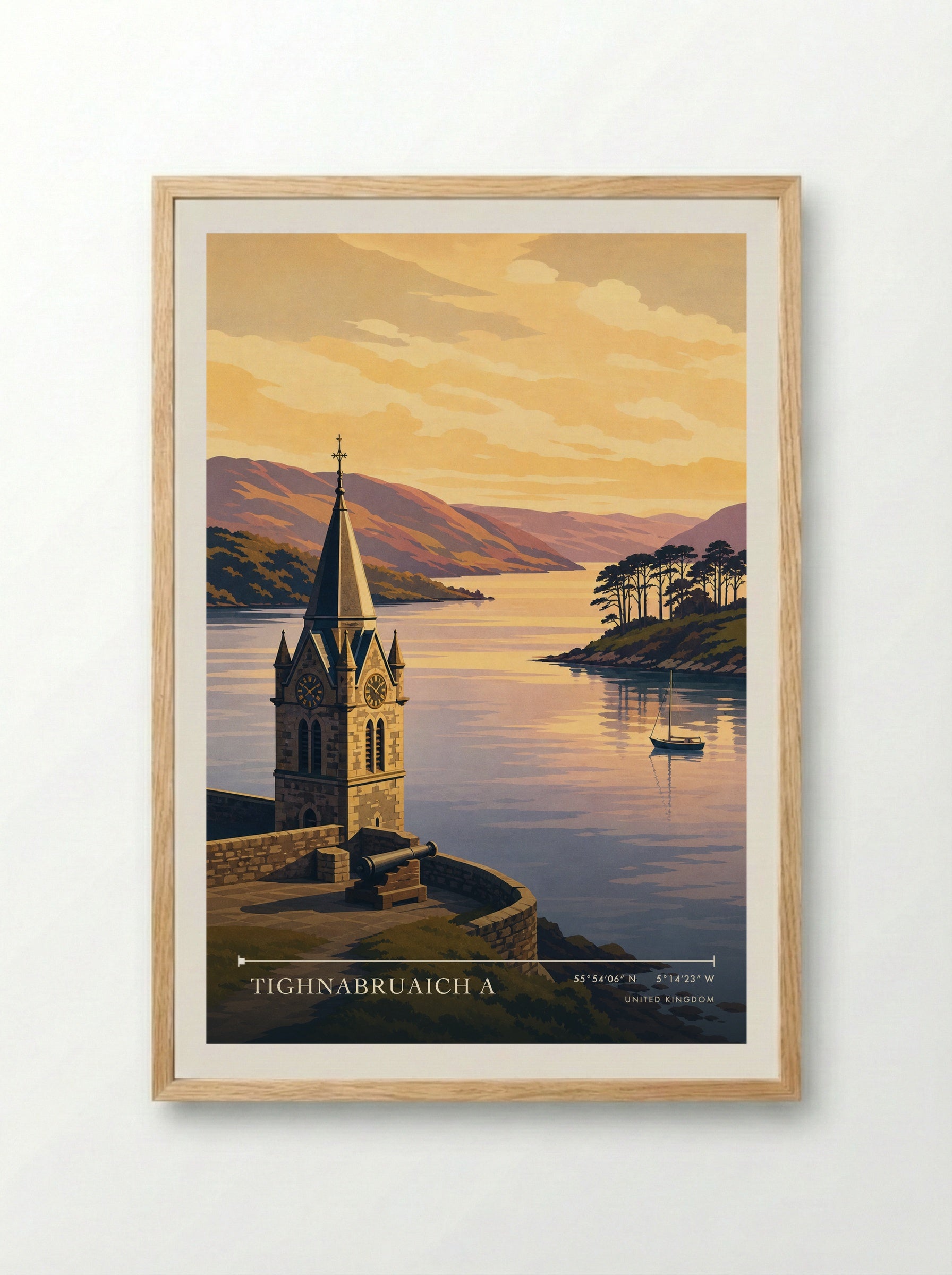 Tighnabruaich a United Kingdom Travel Poster - Framed Print Wood