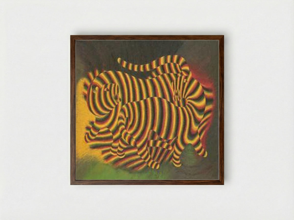 Tigres - Victor Vasarely - Framed Print Dark Wood