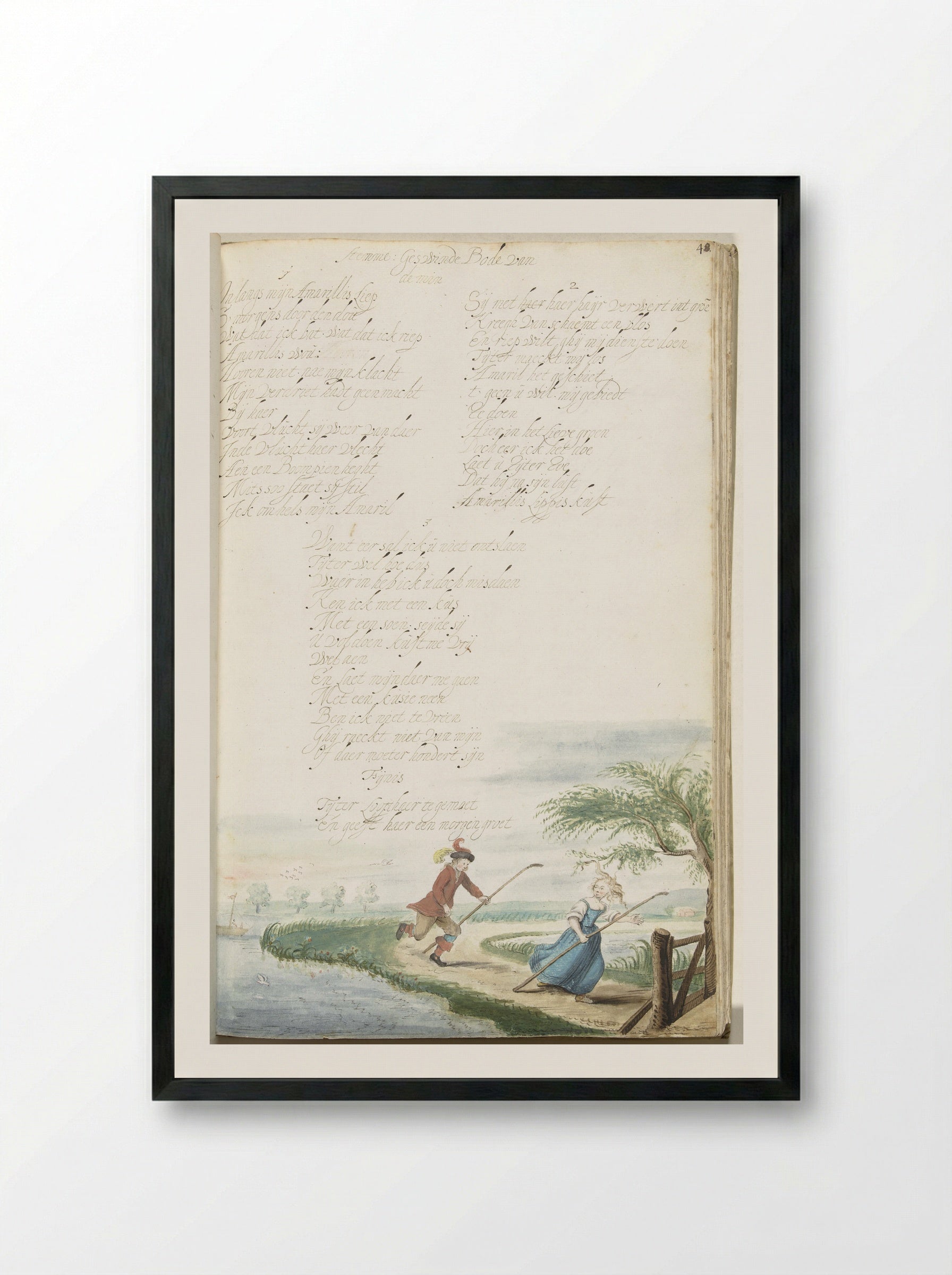 Tijter Pursuing Amarillis - Gesina ter Borch - Framed Print Black