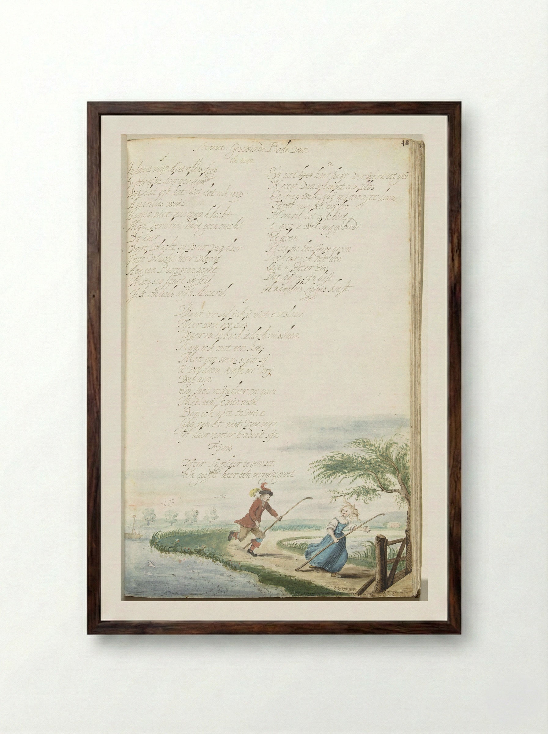 Tijter Pursuing Amarillis - Gesina ter Borch - Framed Print Dark Wood