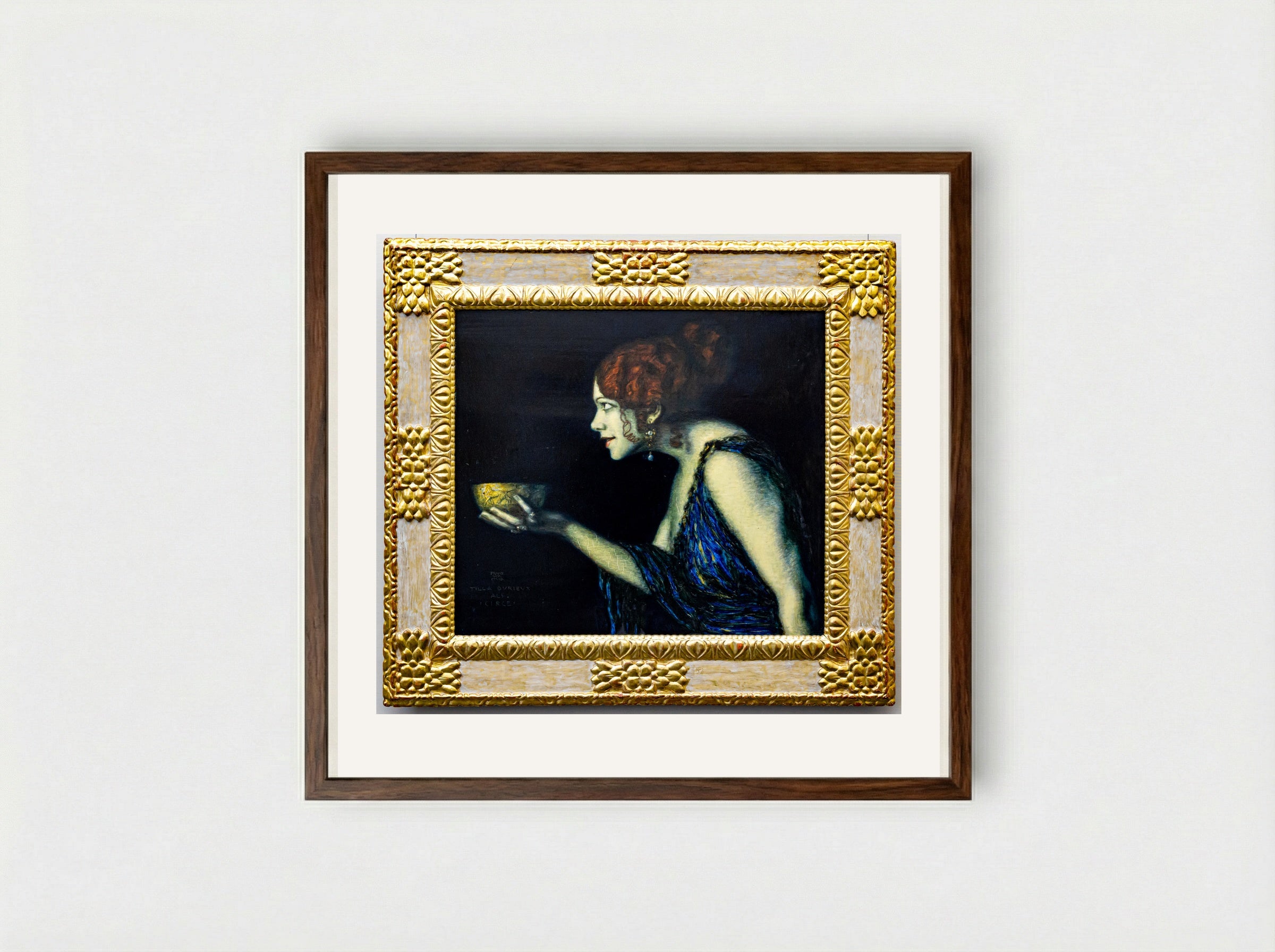 Tilla Durieux as Circe - Franz von Stuck - Framed Print Dark Wood