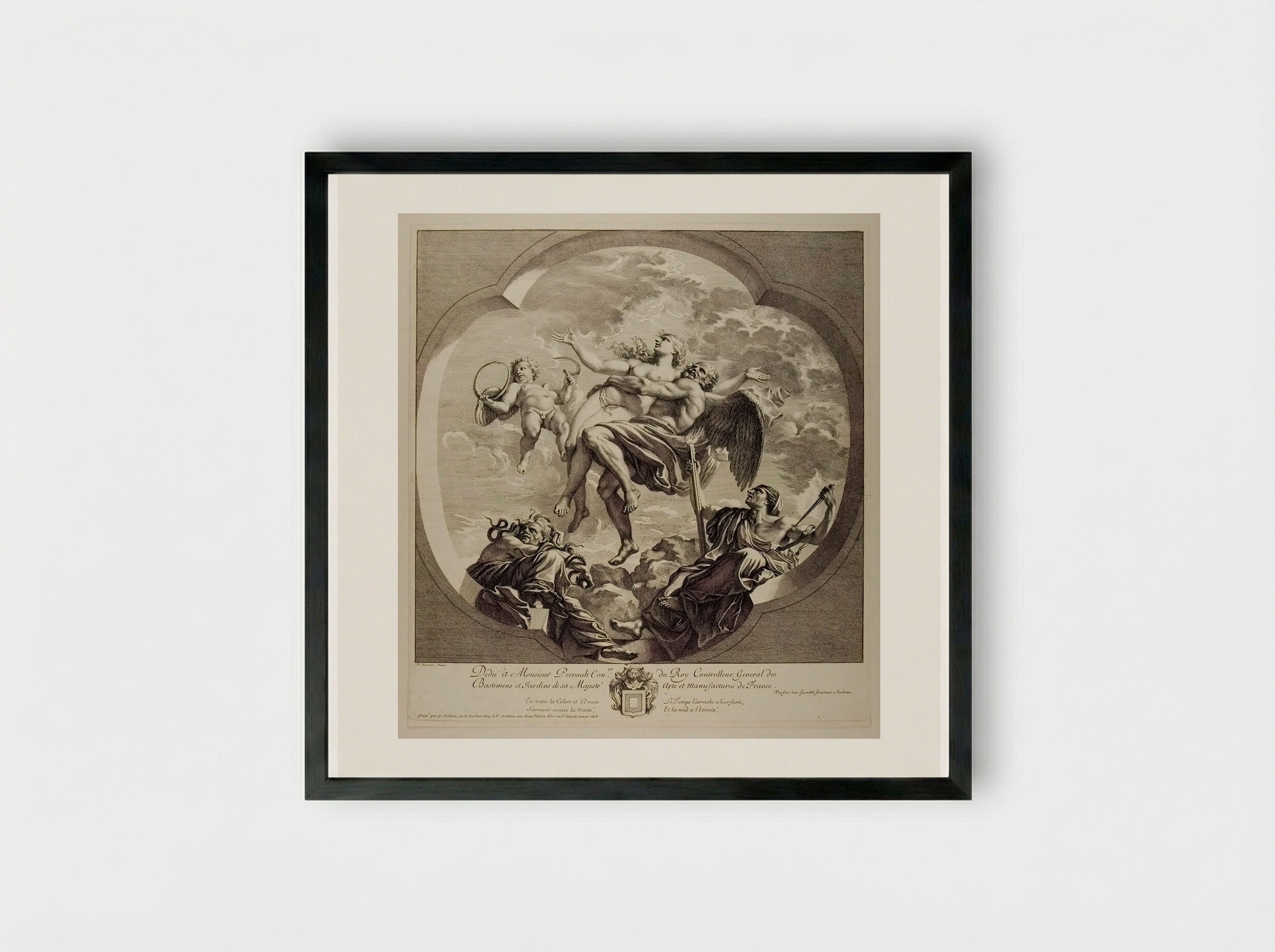 Time Bearing Truth above the Reach of Envy and Slander - Gérard Audran - Framed Print Black