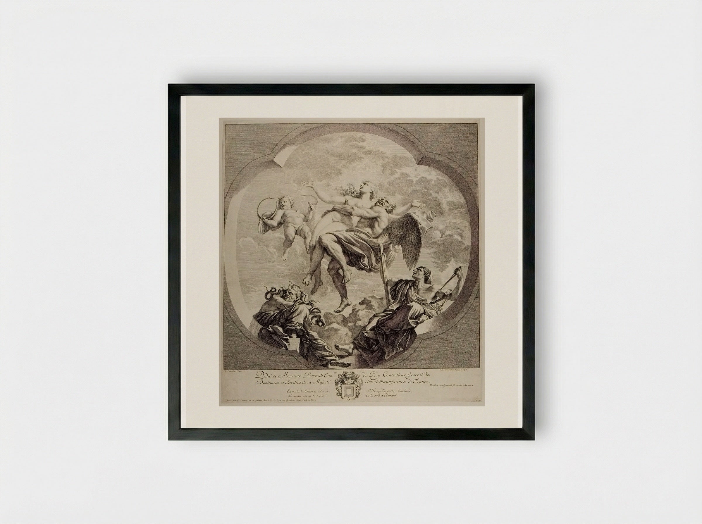 Time Bearing the Truth above the Reach of Envy and Slander - Gérard Audran - Framed Print Black