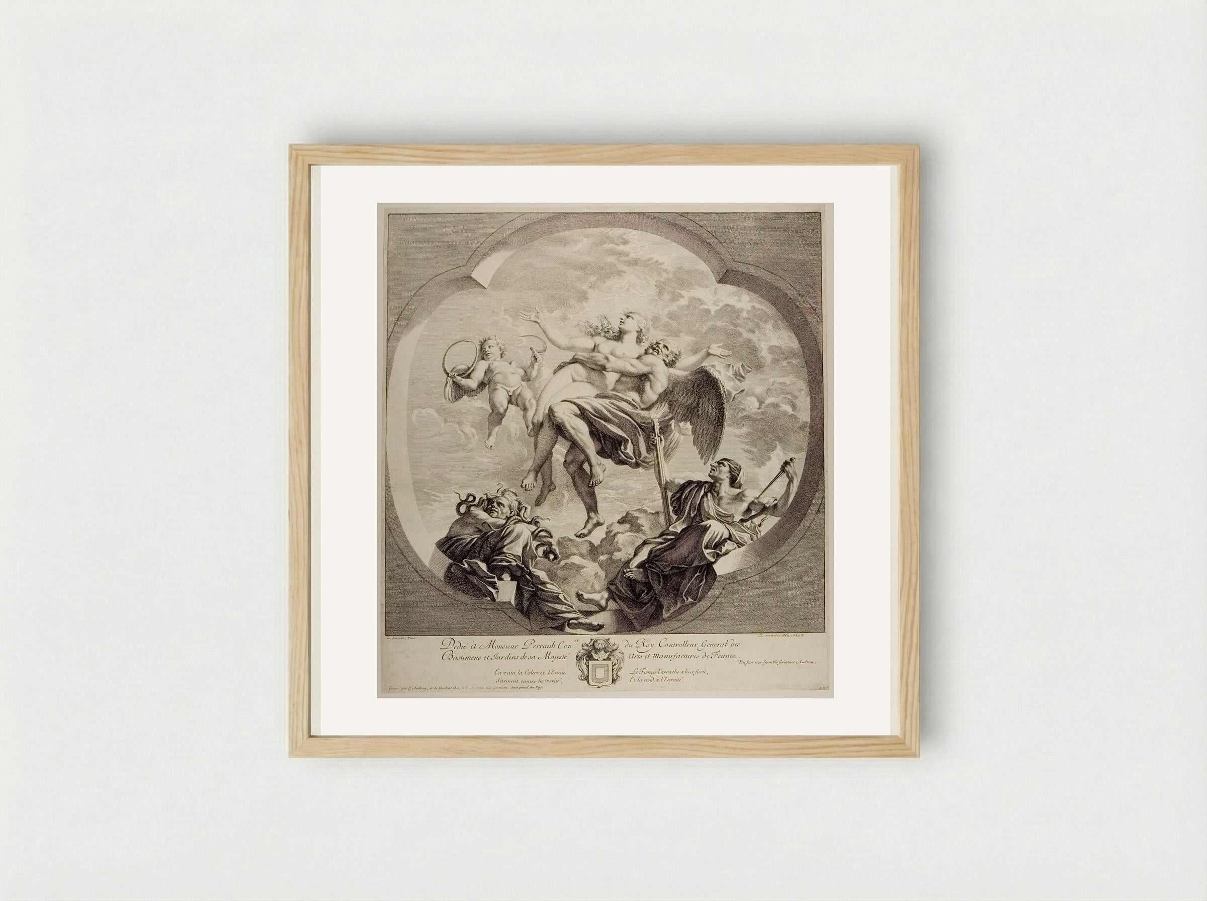 Time Bearing the Truth above the Reach of Envy and Slander - Gérard Audran - Framed Print Wood