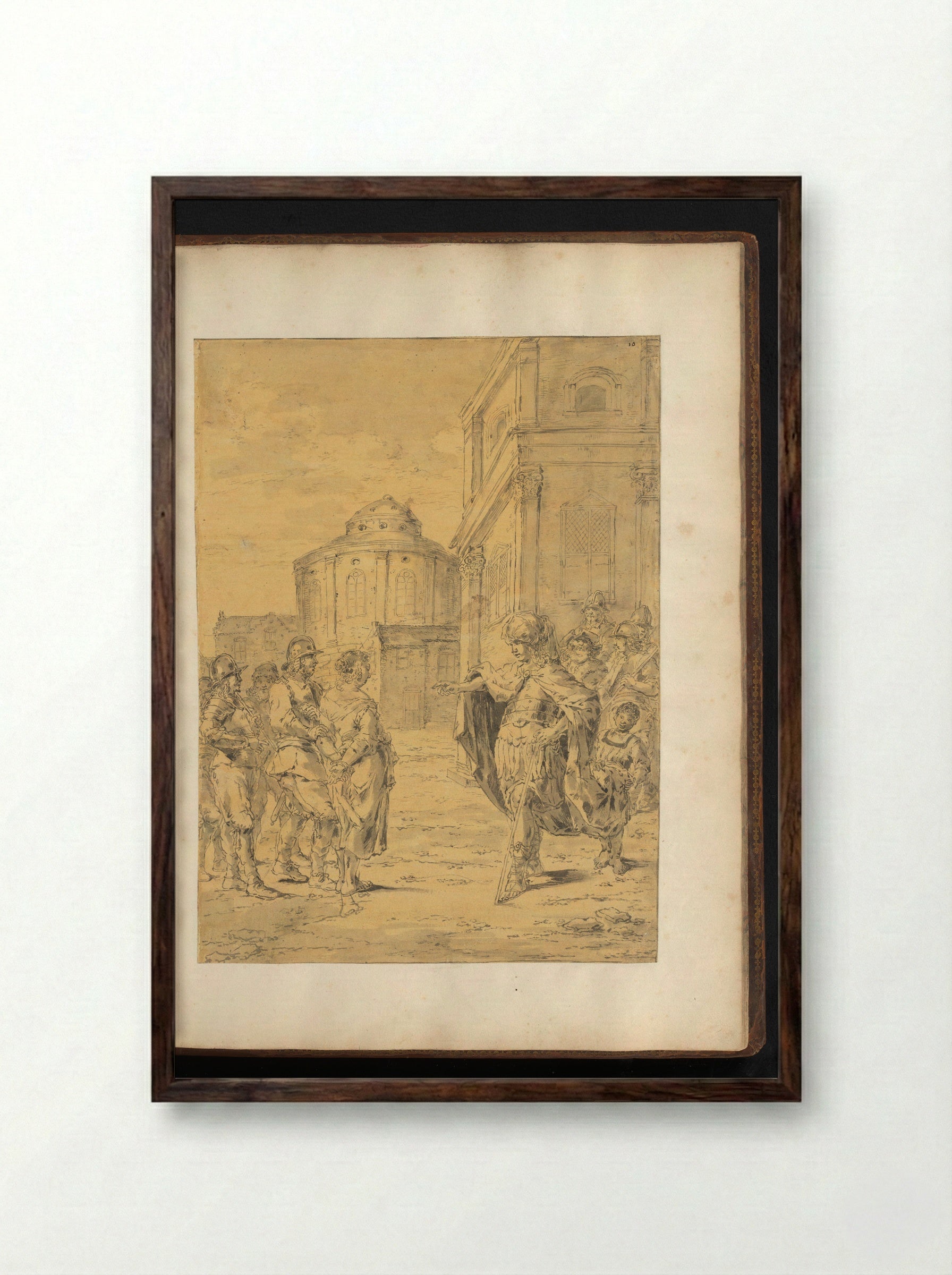 Timoclea Brought Before Alexander the Great - Leonaert Bramer - Framed Print Dark Wood
