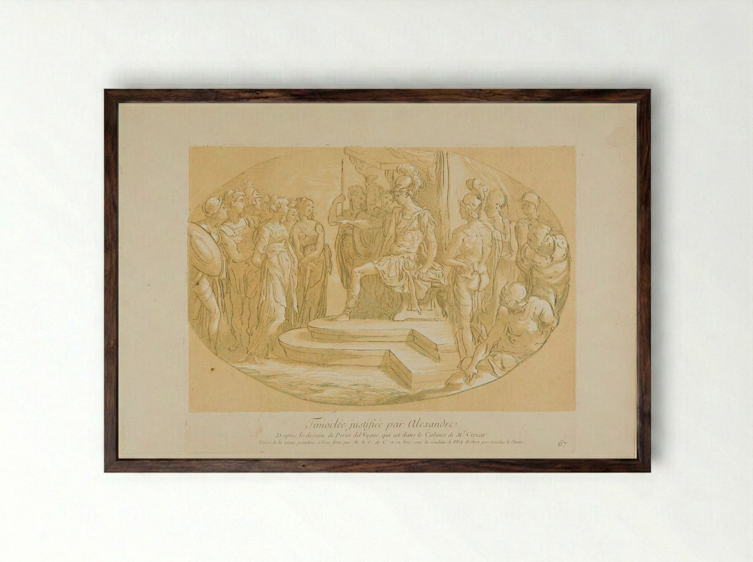 Timocleus Justified by Alexander - Anne Claude Philippe de Thubières, comte de Caylus - Framed Print Dark Wood