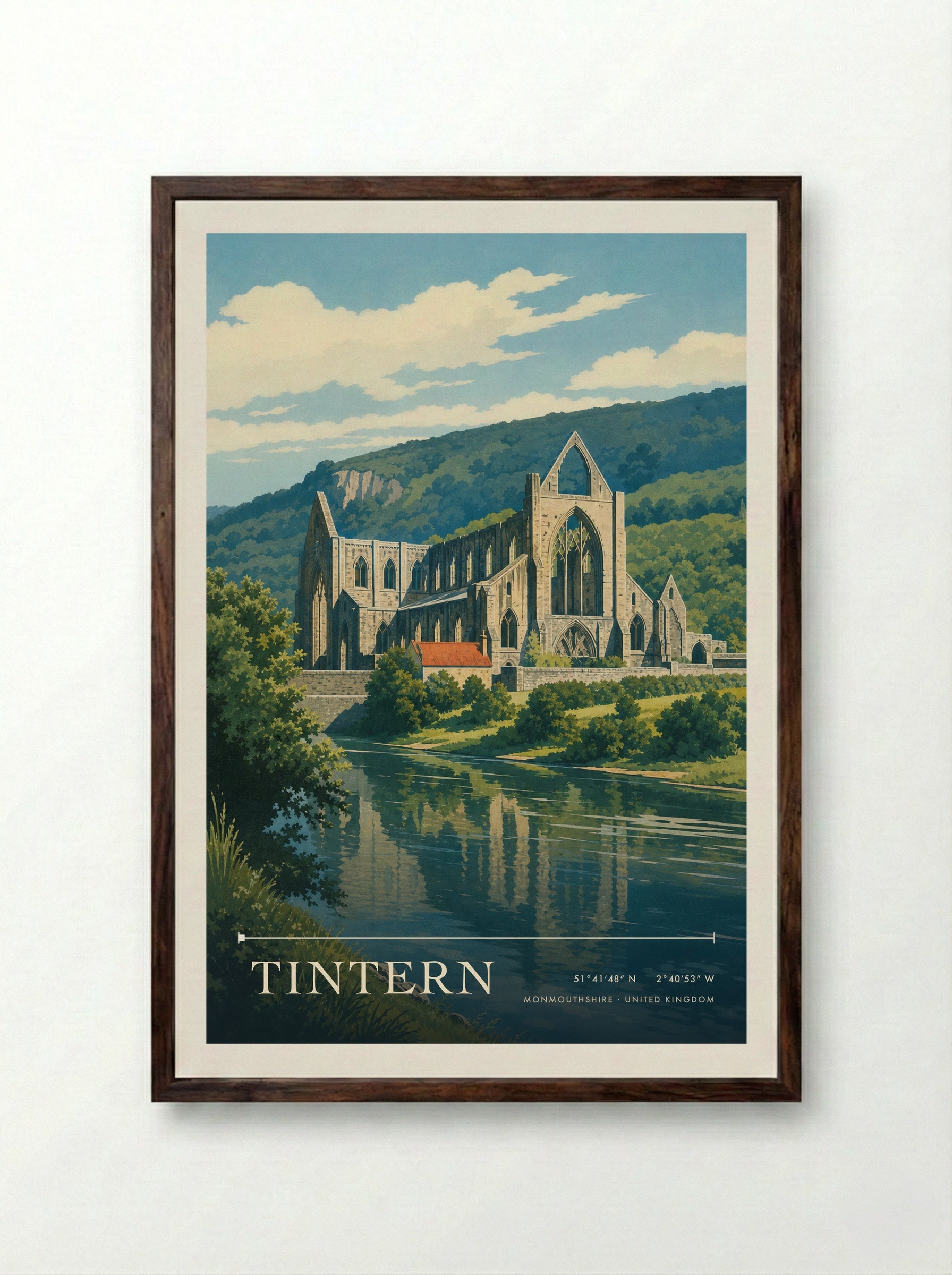 Tintern Monmouthshire United Kingdom Travel Poster - Framed Print Dark Wood