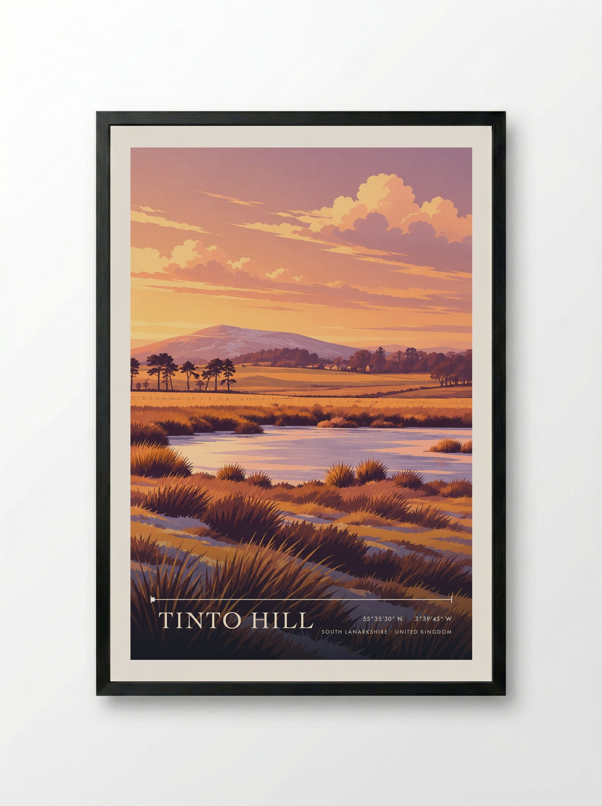 Tinto Hill, South Lanarkshire | Travel Poster - Framed Print Black