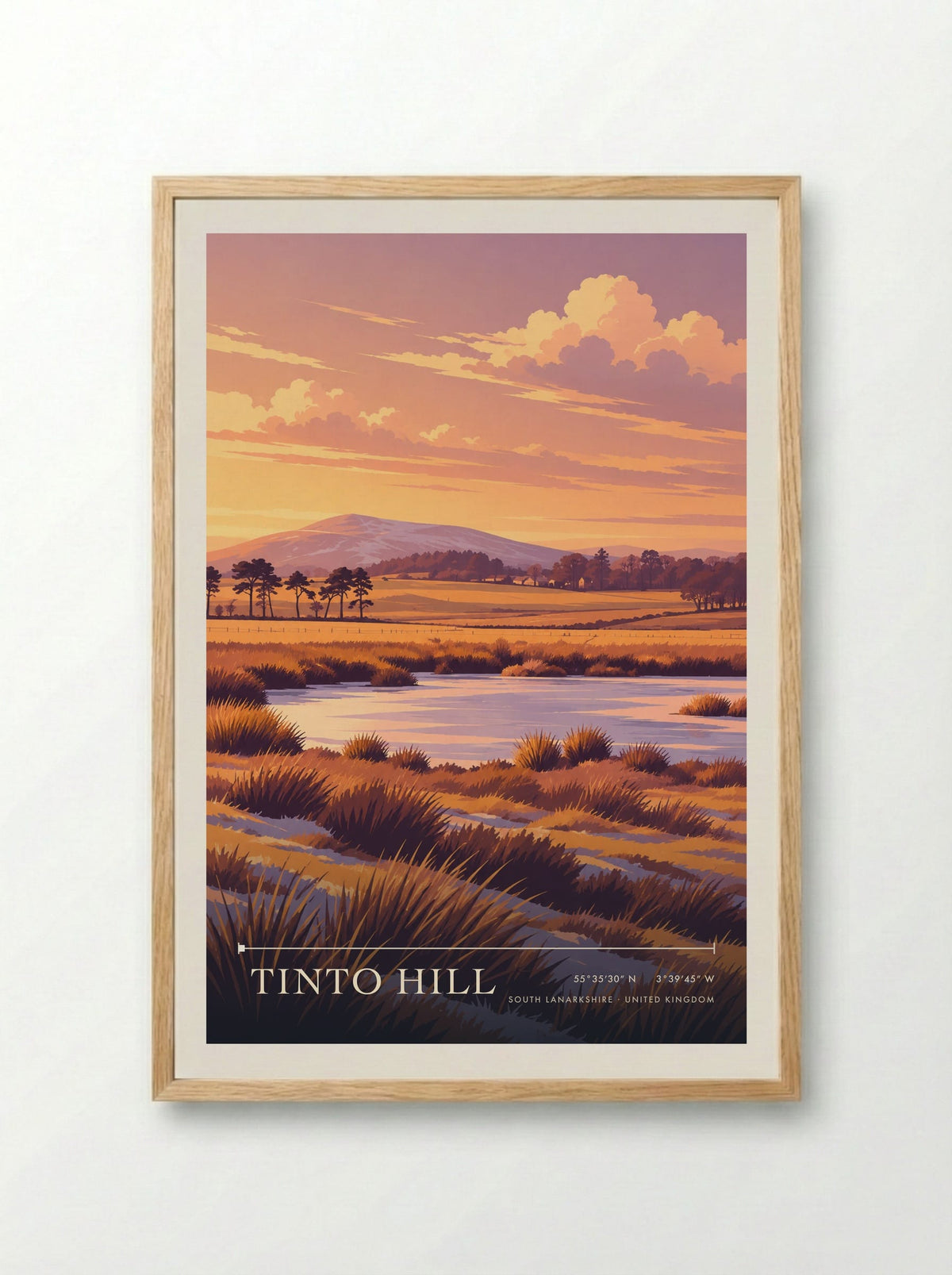 Tinto Hill, South Lanarkshire | Travel Poster - Framed Print Wood