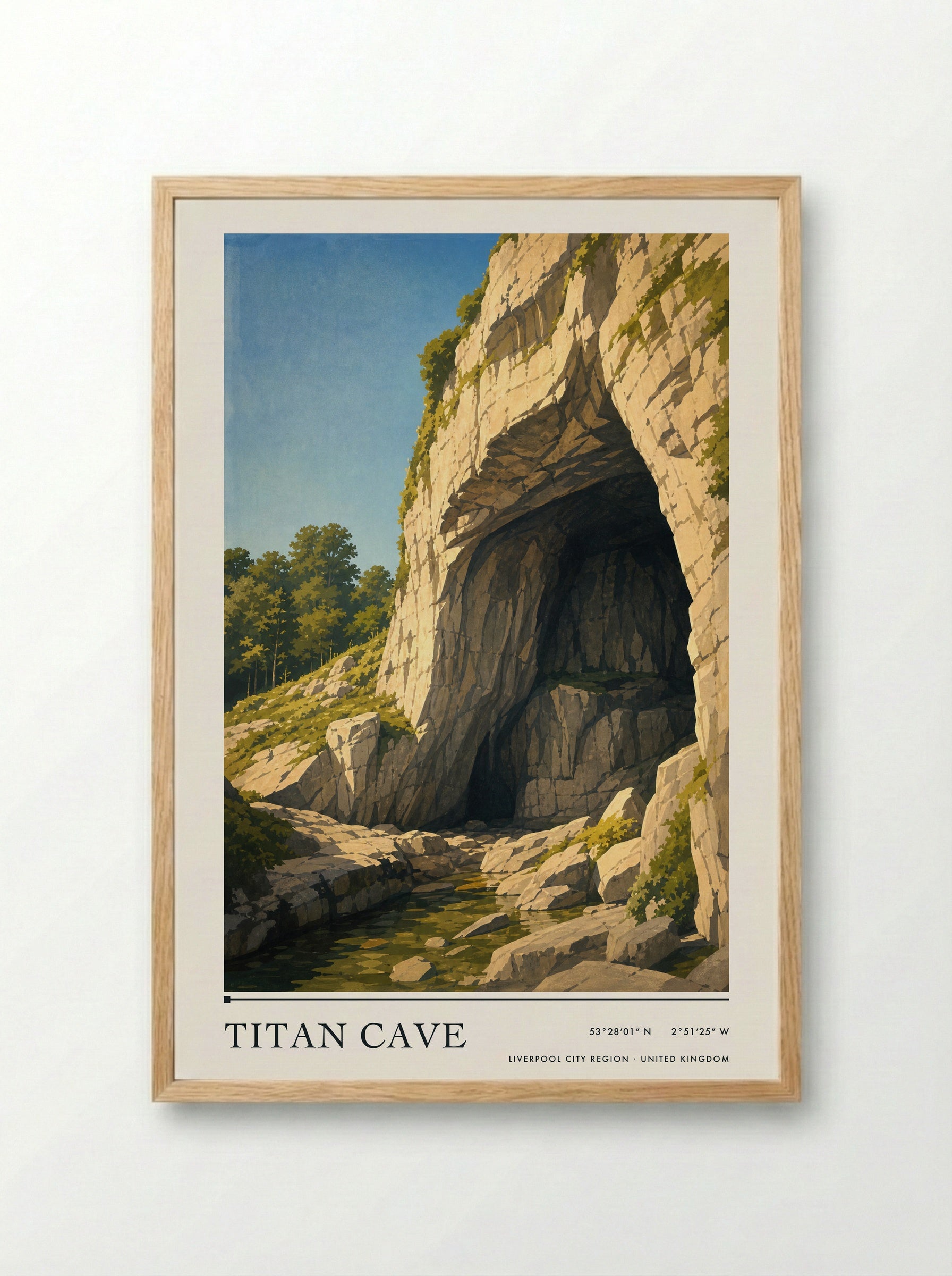 Titan Cave Liverpool City Region United Kingdom Travel Poster - Framed Print Wood