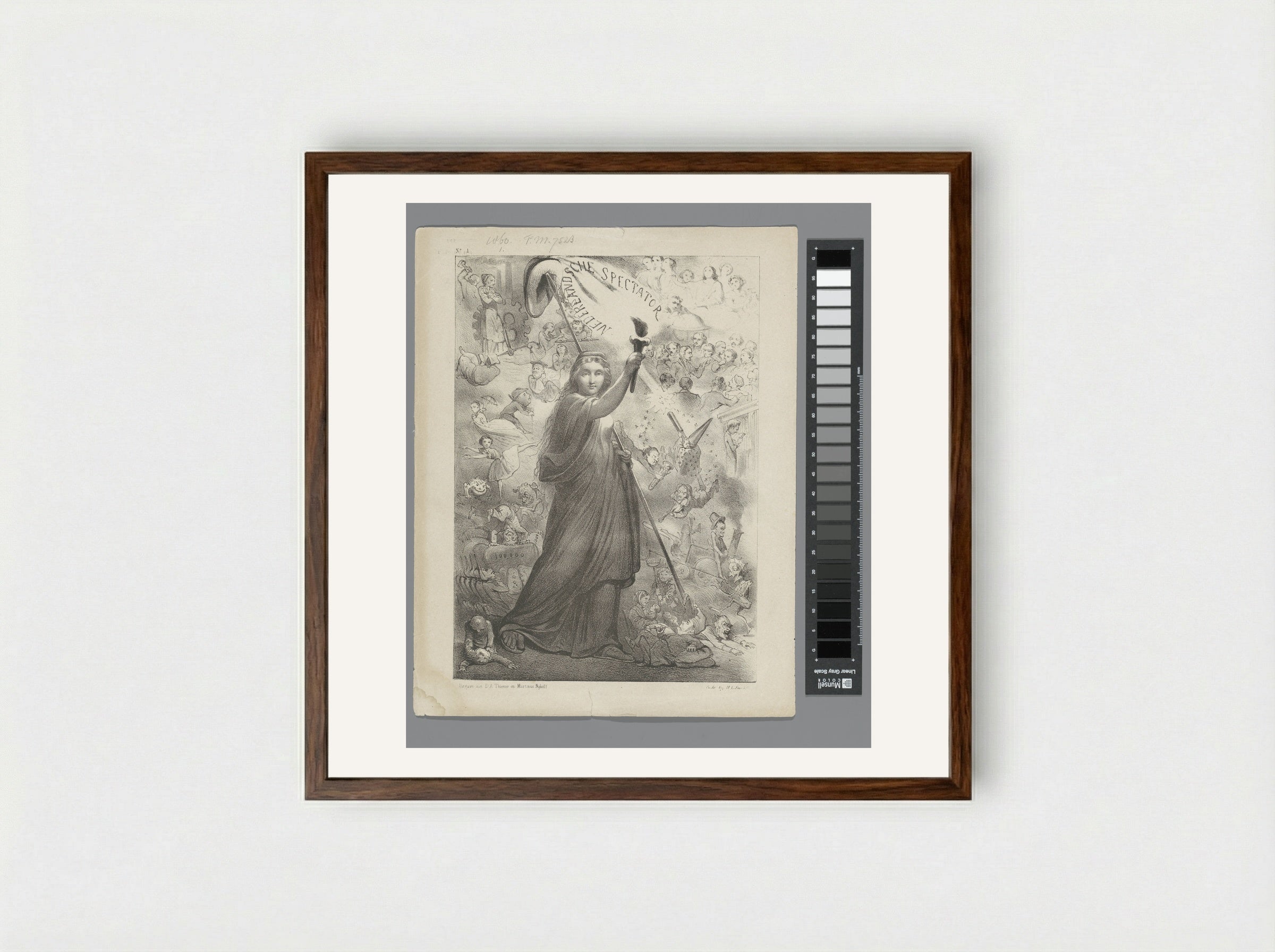 Titelblad De Nederlandsche Spectator, nr. 1 - Johan Michaël Schmidt Crans - Framed Print Dark Wood