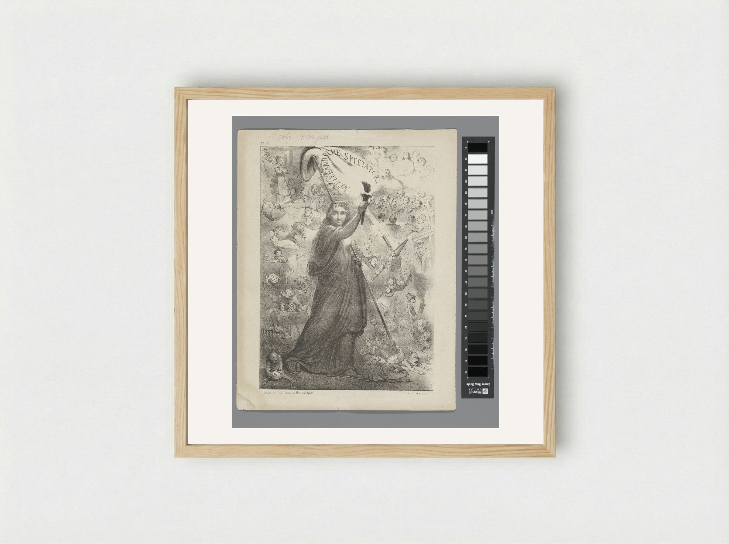Titelblad De Nederlandsche Spectator, nr. 1 - Johan Michaël Schmidt Crans - Framed Print Wood