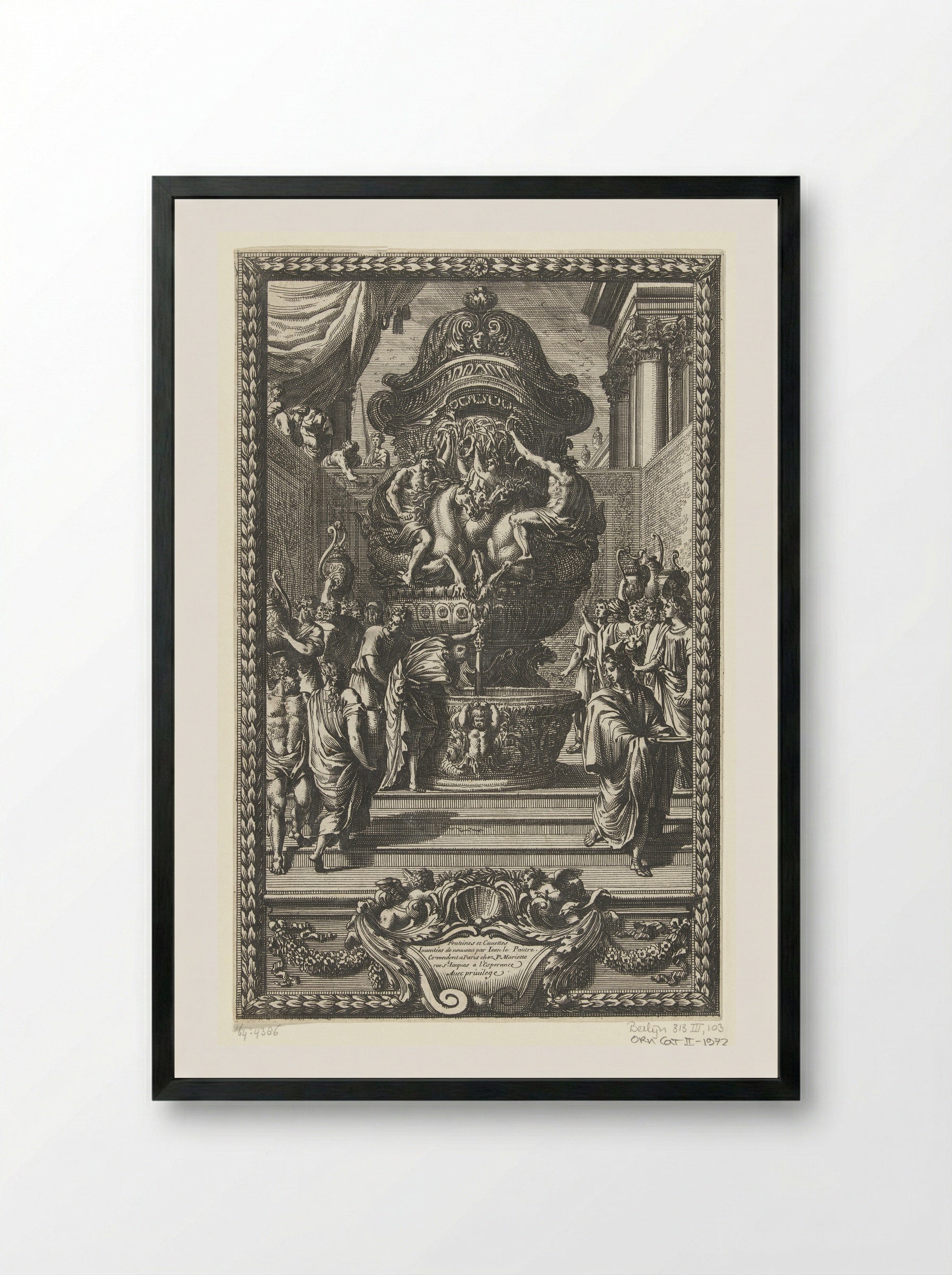Titelblad: Fonteines et Cuuettes - Jean Lepautre - Framed Print Black