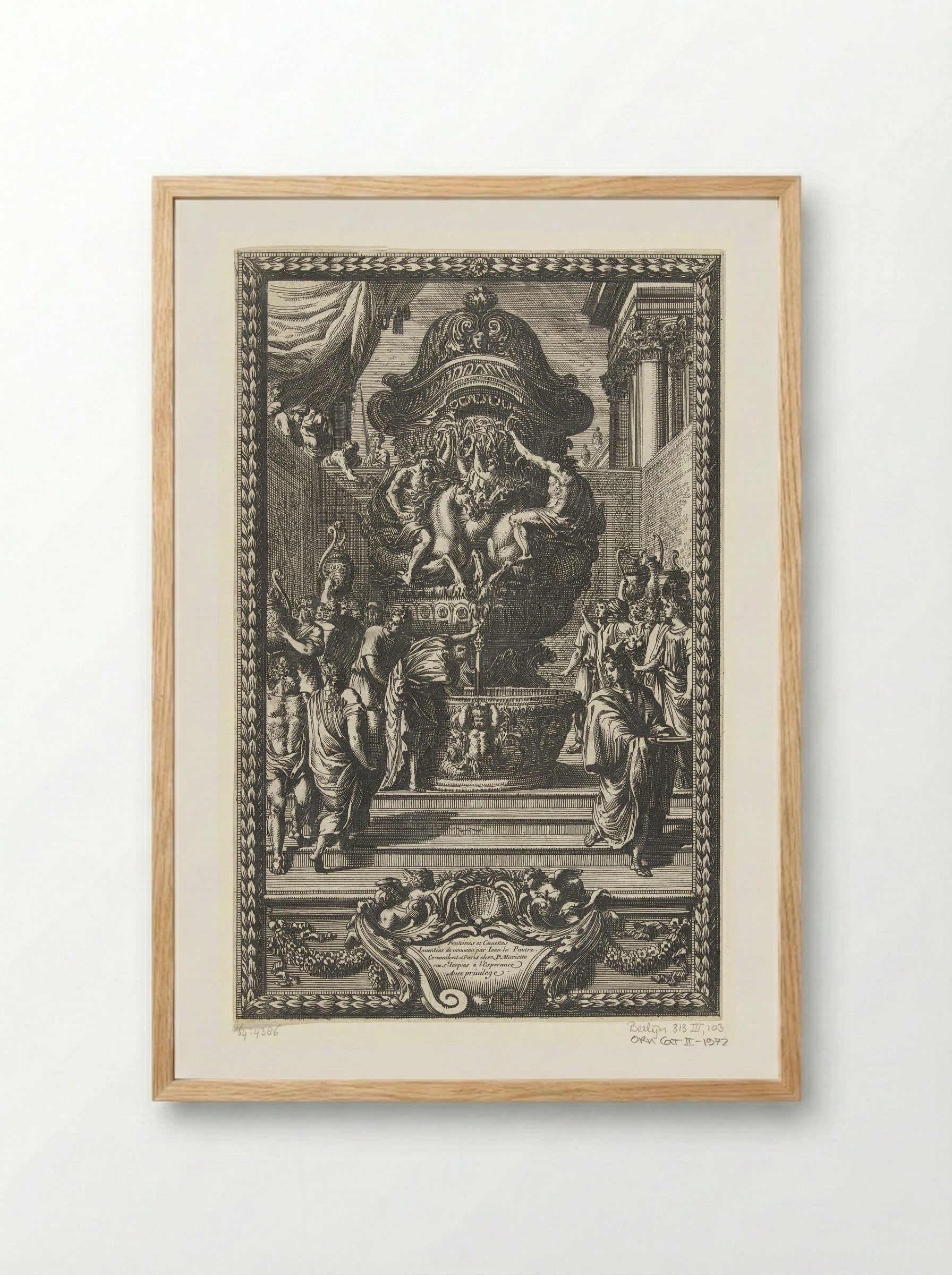 Titelblad: Fonteines et Cuuettes - Jean Lepautre - Framed Print Wood