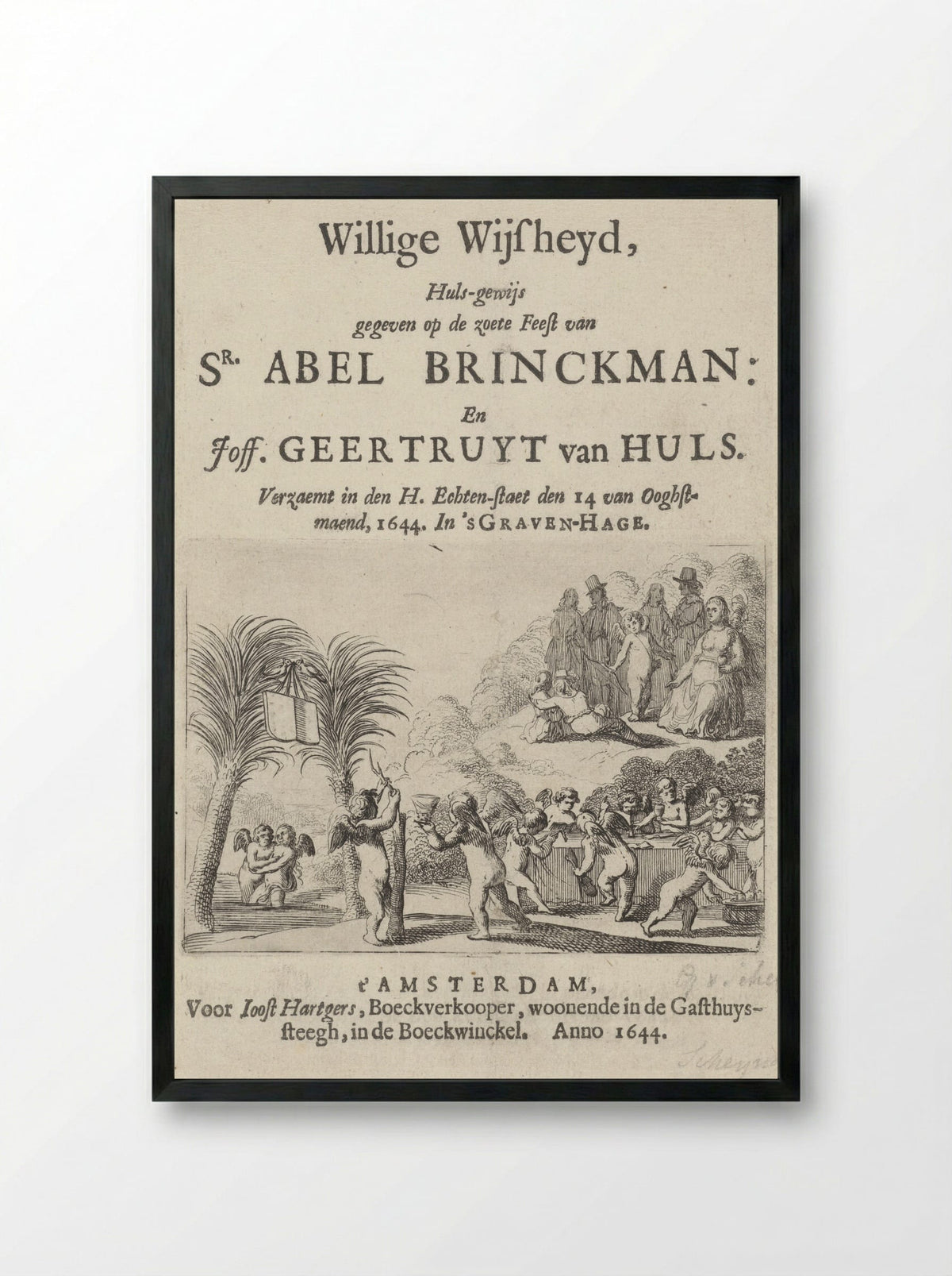 Titelpagina voor Willige Wysheijd - Gillis van Scheyndel (I) - Framed Print Black