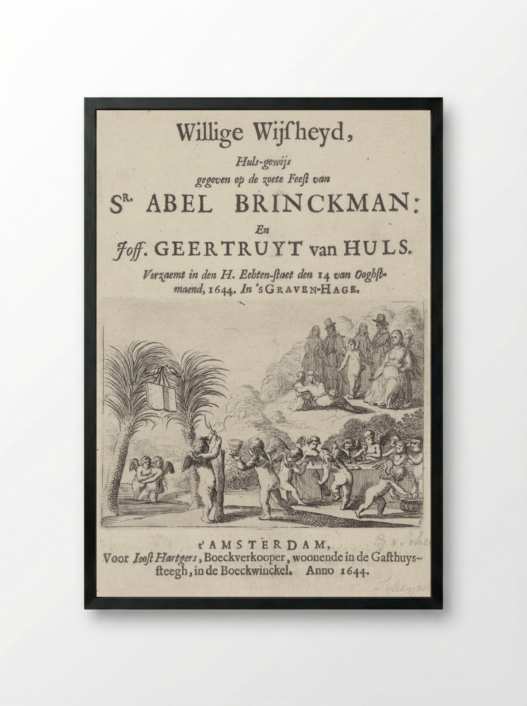 Titelpagina voor Willige Wysheijd - Gillis van Scheyndel (I) - Framed Print Black