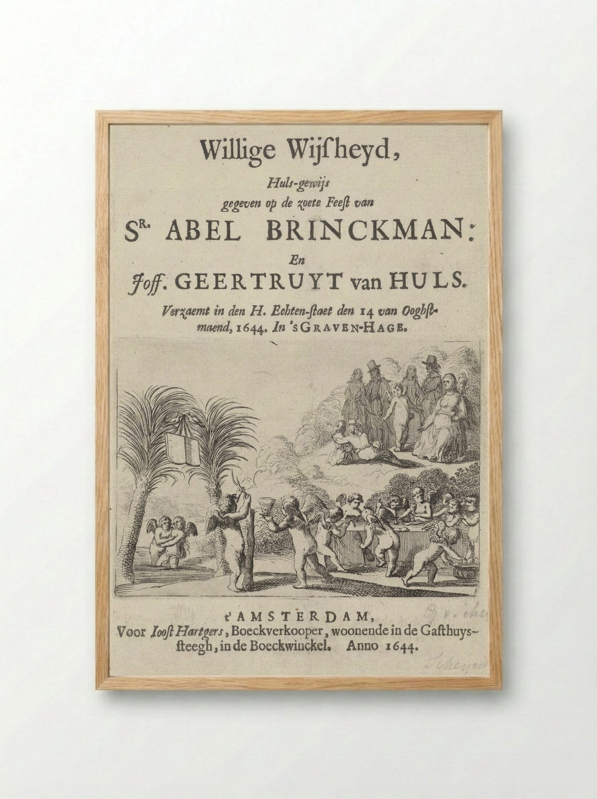 Titelpagina voor Willige Wysheijd - Gillis van Scheyndel (I) - Framed Print Wood