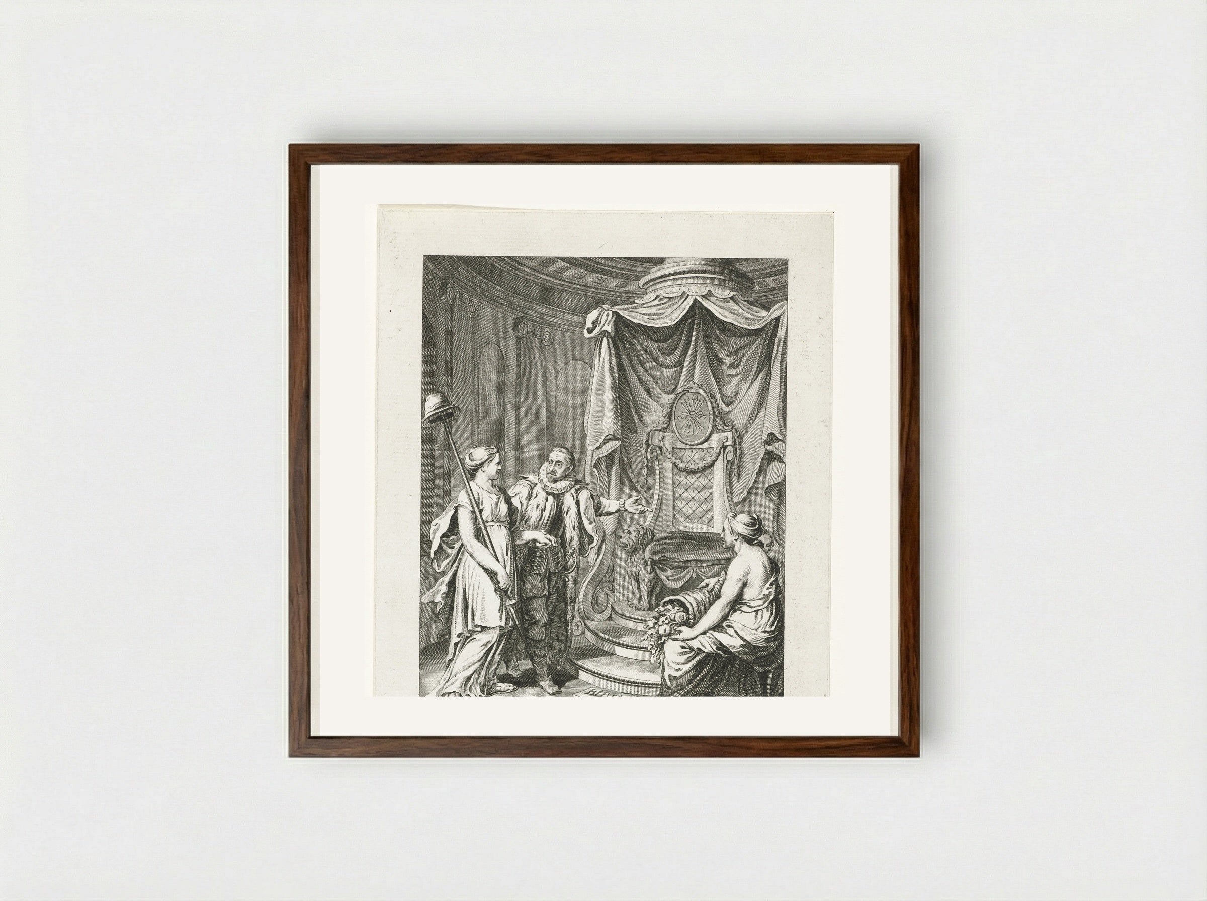Titelplaat (Allegorical Scene with Figures) - Cornelis Brouwer - Framed Print Dark Wood