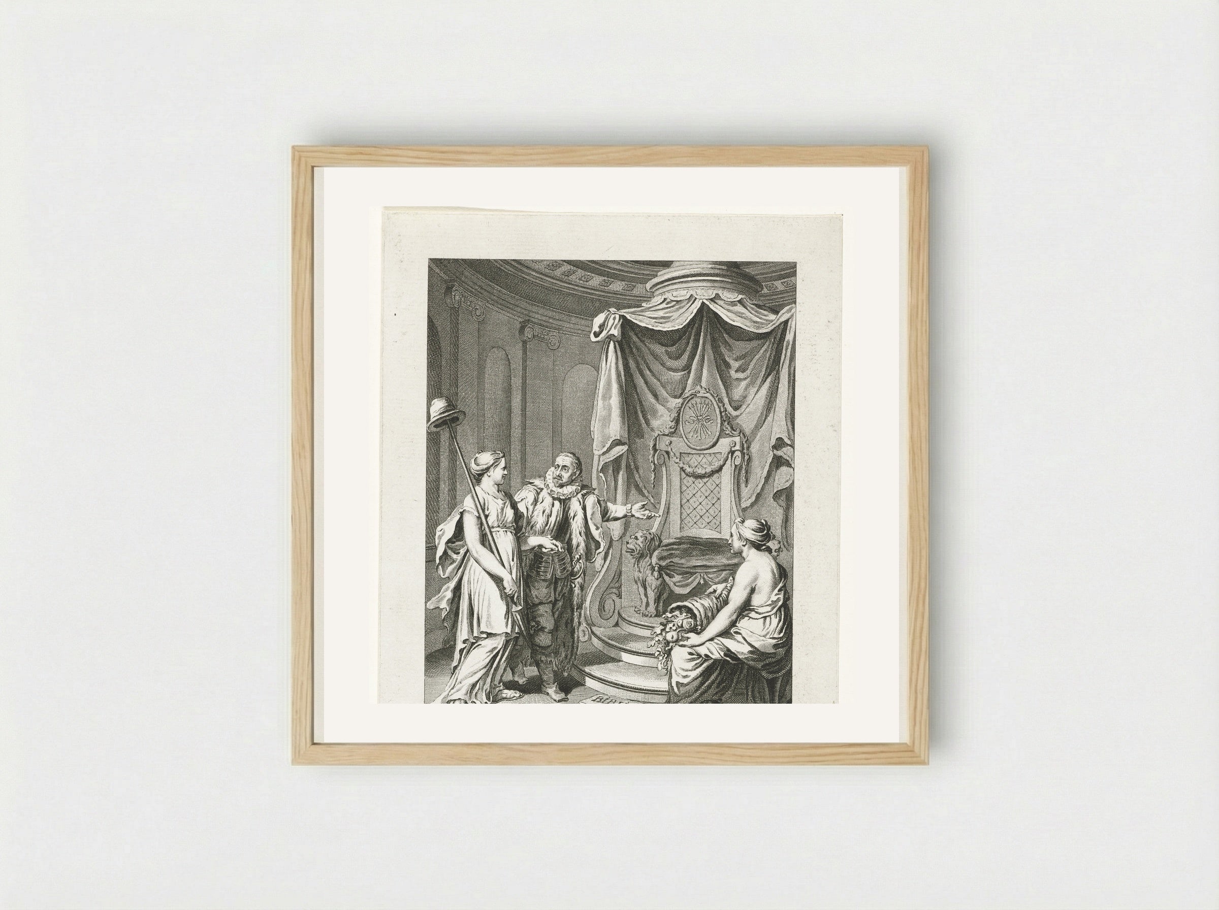Titelplaat (Allegorical Scene with Figures) - Cornelis Brouwer - Framed Print Wood