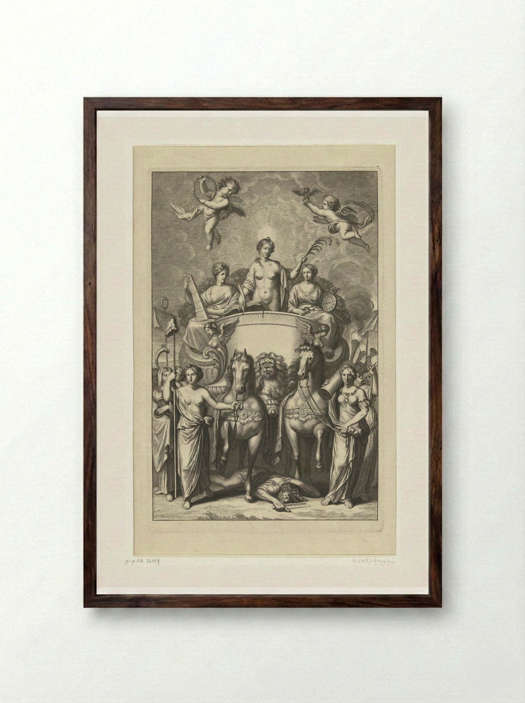 Titelprent voor Hugo de Groots Nederlandtsche Jaerboeken en Historien - Abraham Bloteling - Framed Print Dark Wood