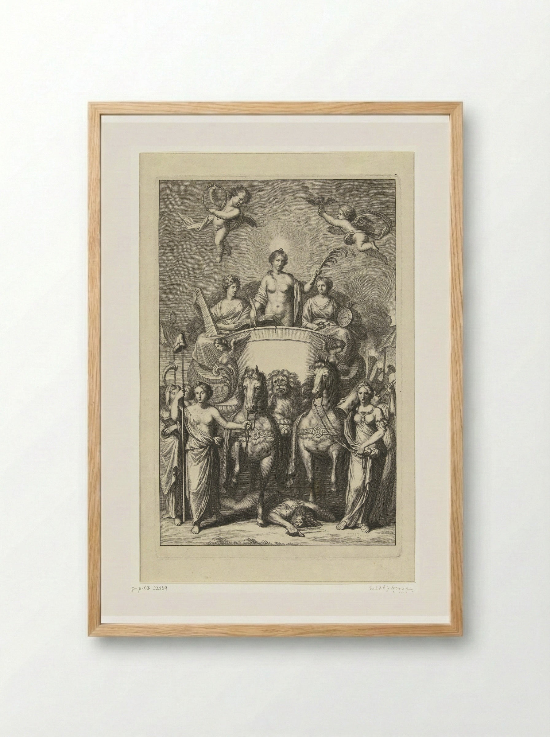Titelprent voor Hugo de Groots Nederlandtsche Jaerboeken en Historien - Abraham Bloteling - Framed Print Wood