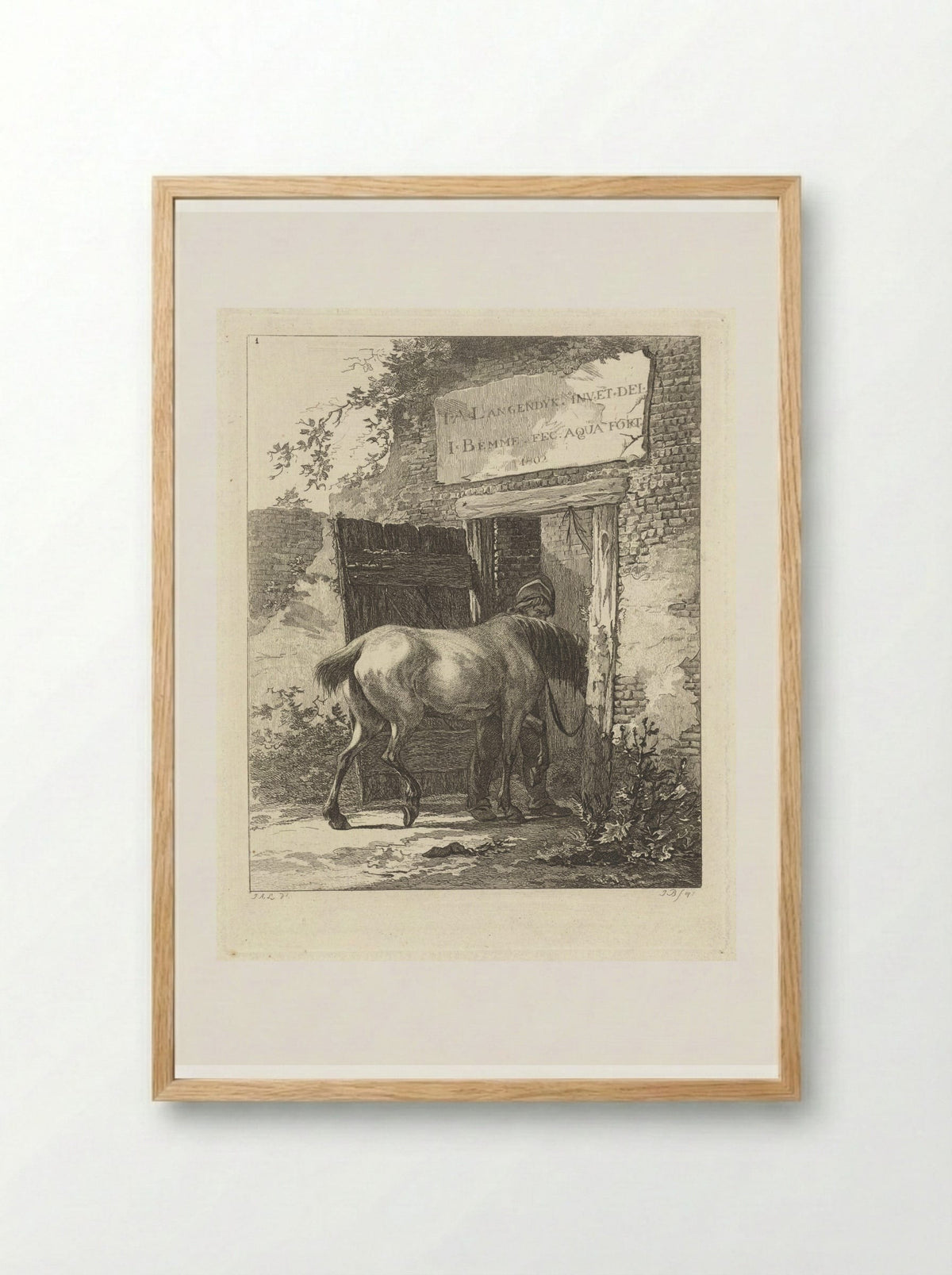 Titelprent voor serie met paarden - Joannes Bemme - Framed Print Wood