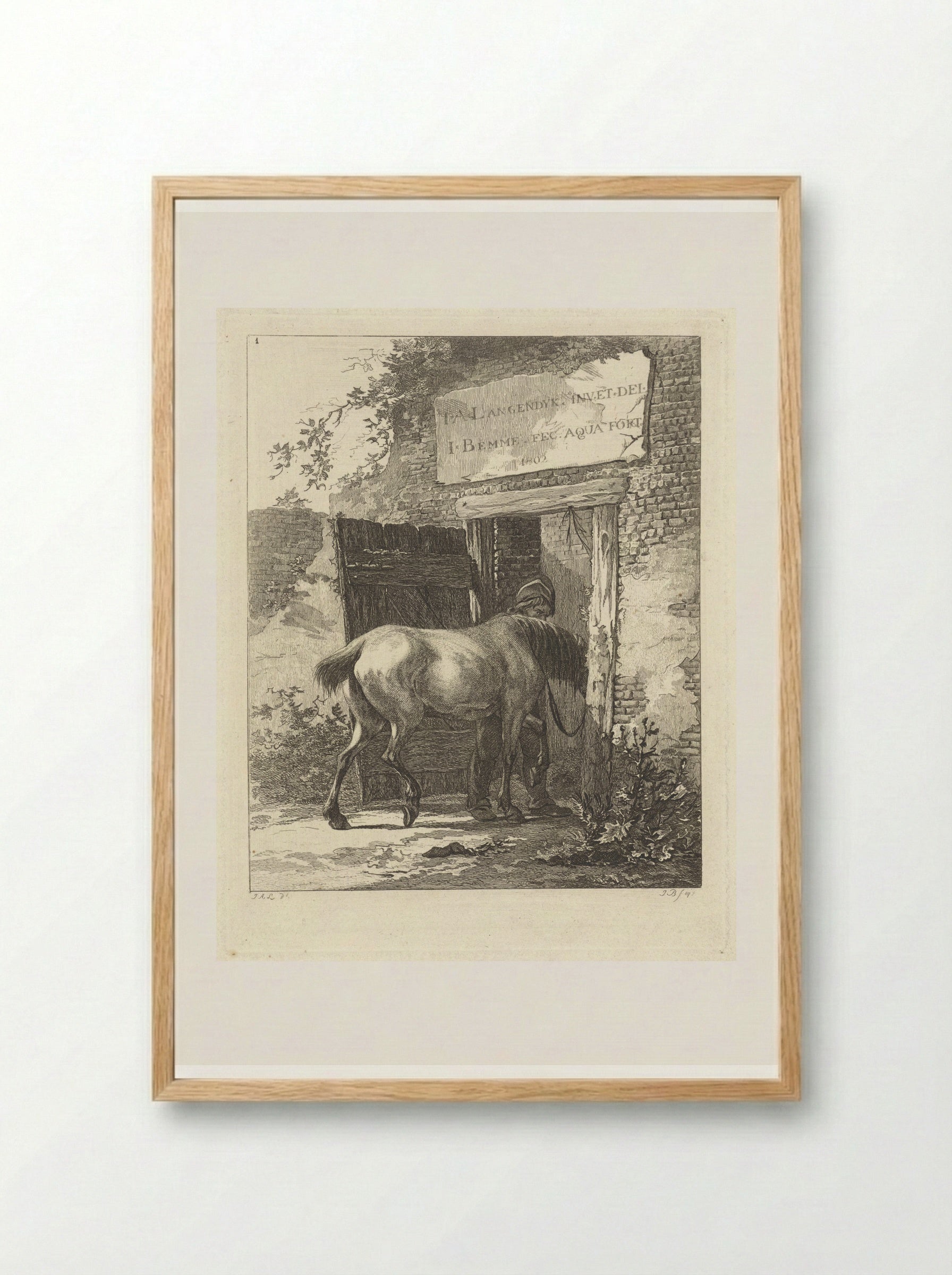Titelprent voor serie met paarden - Joannes Bemme - Framed Print Wood