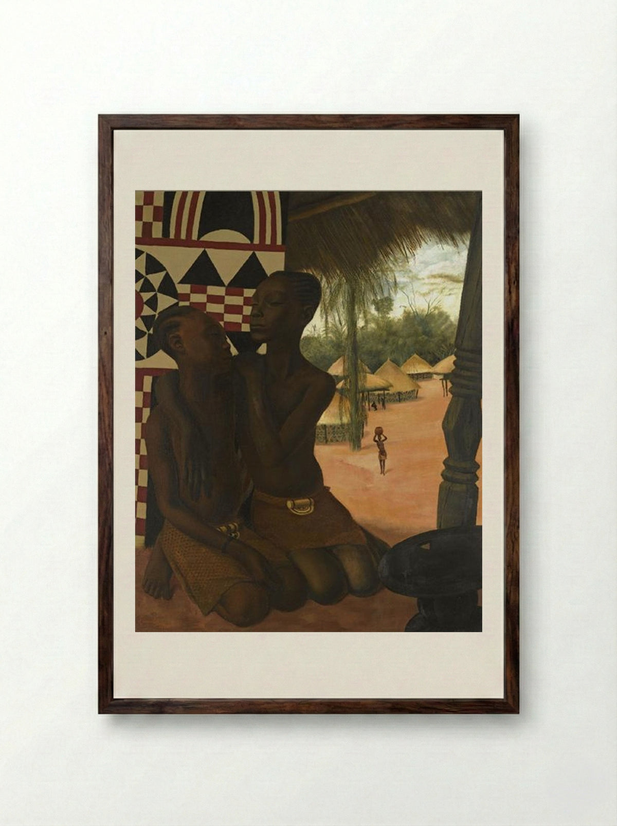 Titi and Naranghe, Daughters of Chief Eki Bondo - Alexandre Jacovleff - Framed Print Dark Wood