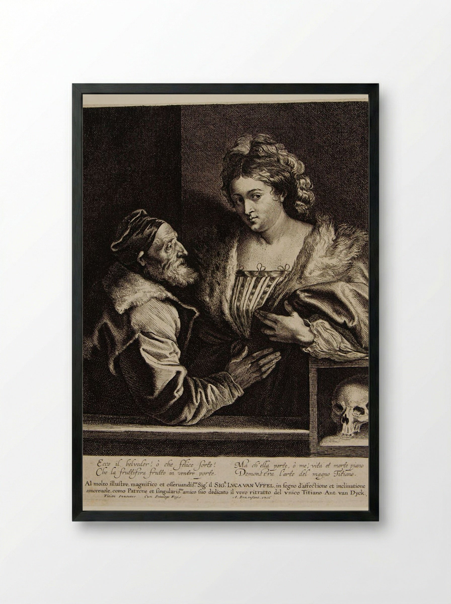 Titian and His Mistress - Anthony van Dyck - Framed Print Black