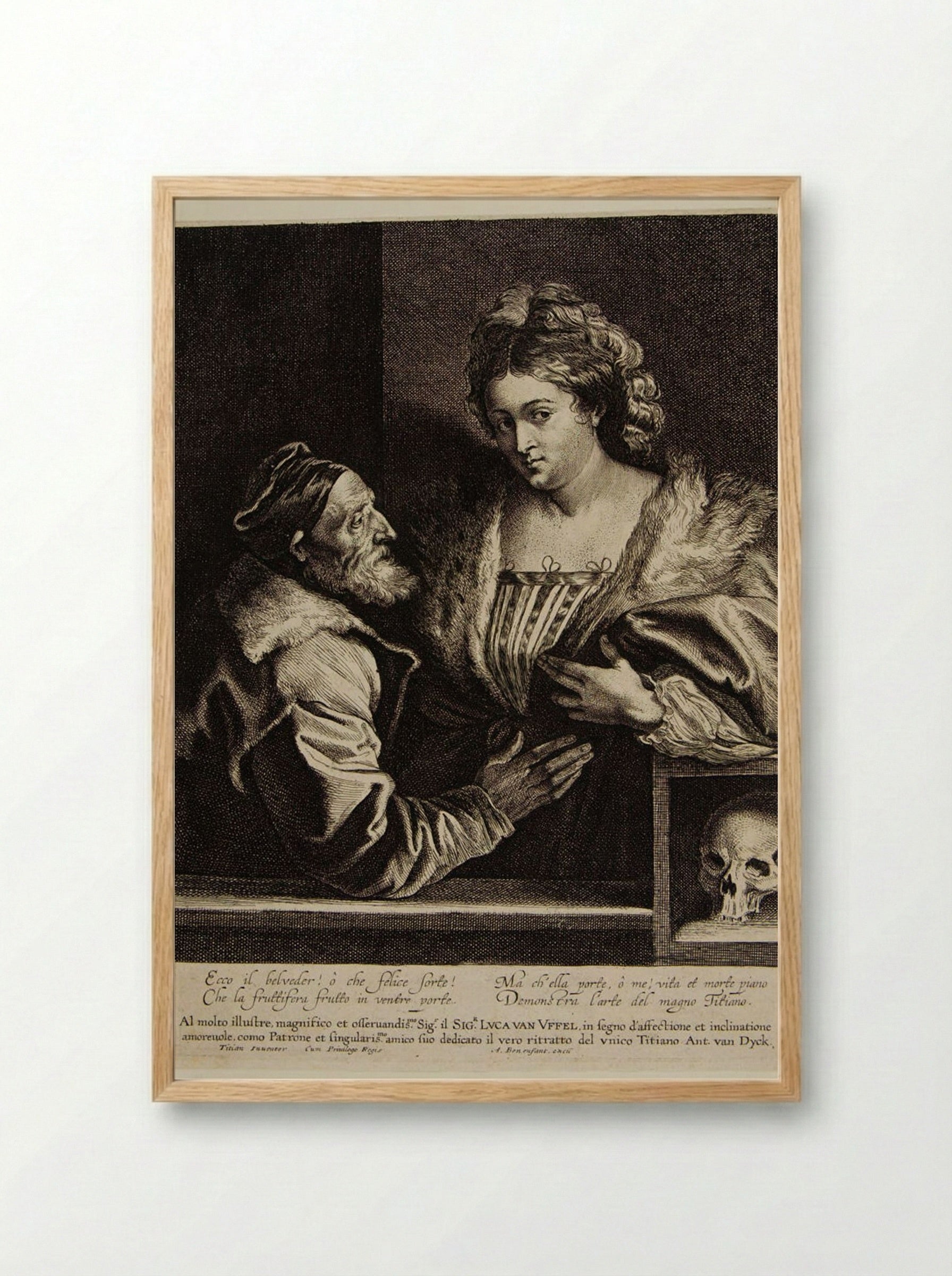 Titian and His Mistress - Anthony van Dyck - Framed Print Wood