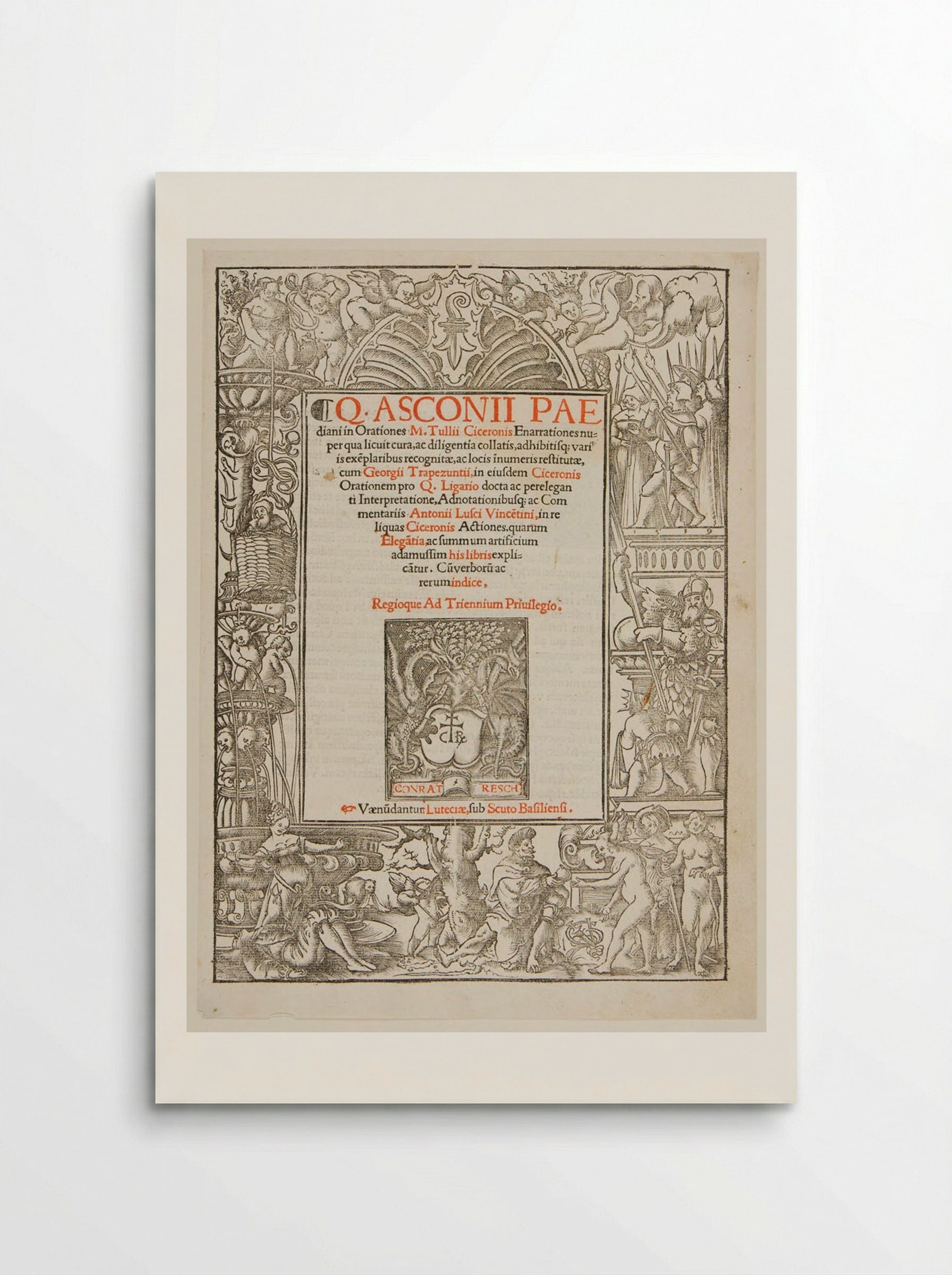 Title-Border with Pyramus and Thisbe, Judgment of Paris, etc. - Urs Graf - Poster