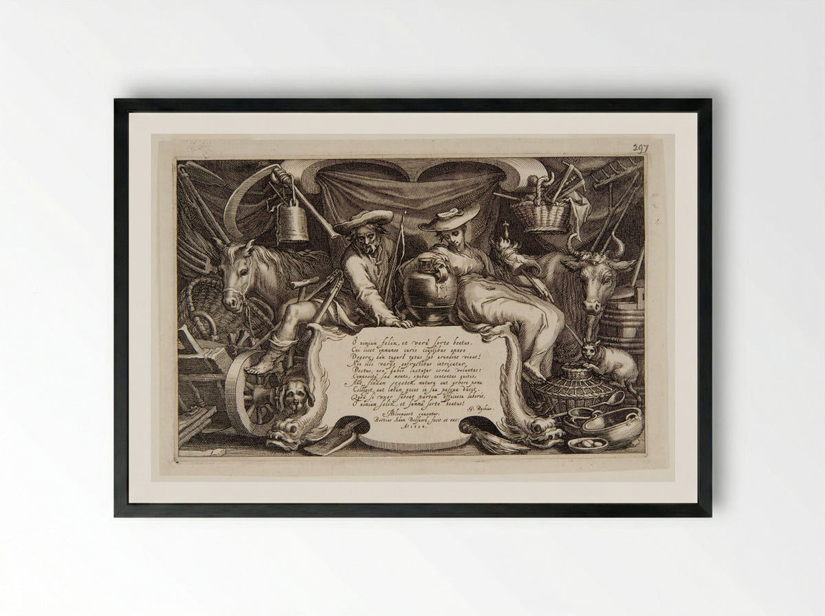 Title Page (Allegory of Rural Life) - Boetius Adamsz. Bolswert - Framed Print Black