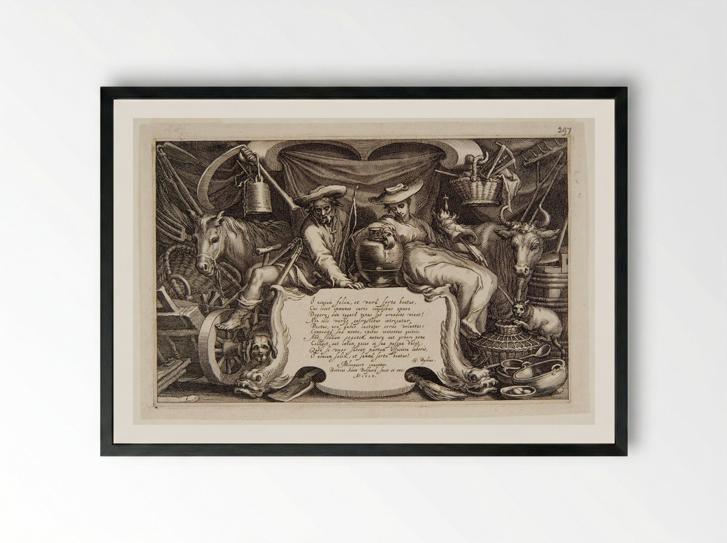 Title Page (Allegory of Rural Life) - Boetius Adamsz. Bolswert - Framed Print Black