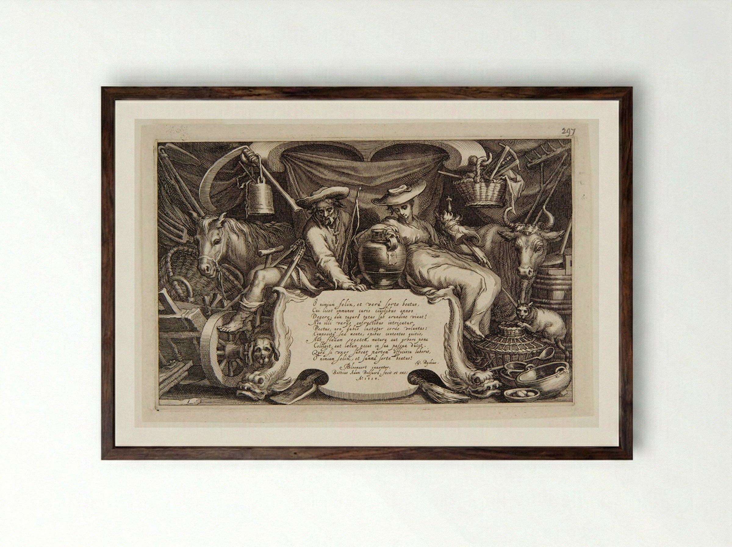Title Page (Allegory of Rural Life) - Boetius Adamsz. Bolswert - Framed Print Dark Wood