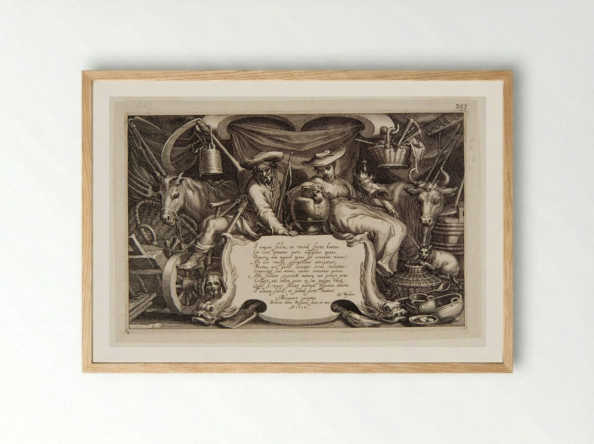 Title Page (Allegory of Rural Life) - Boetius Adamsz. Bolswert - Framed Print Wood