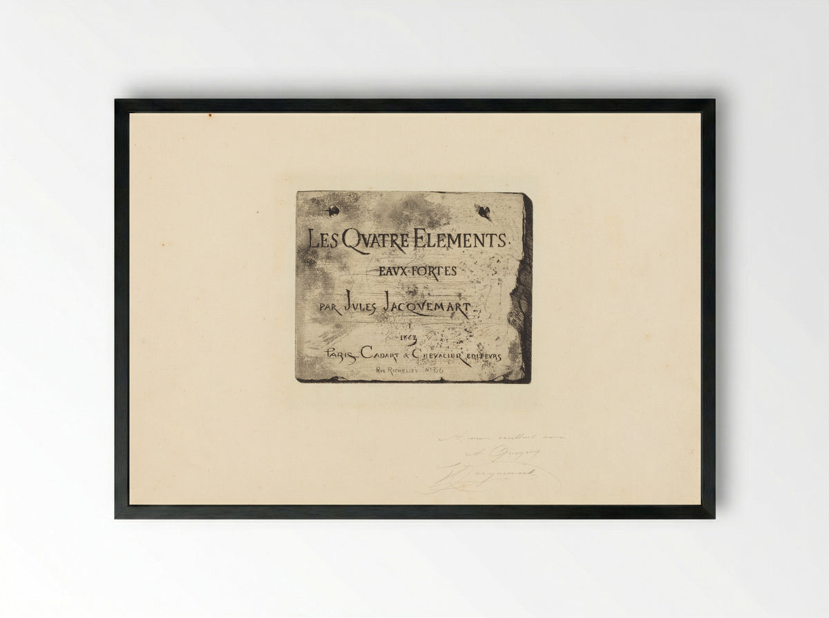 Title Page (Les Quatre Elements) - Jules Ferdinand Jacquemart - Framed Print Black
