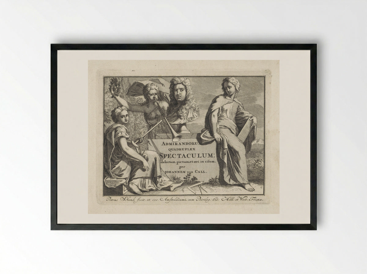 Title Page for Admirandorum Quadruplex Spectaculum - Jan van Call (I) - Framed Print Black